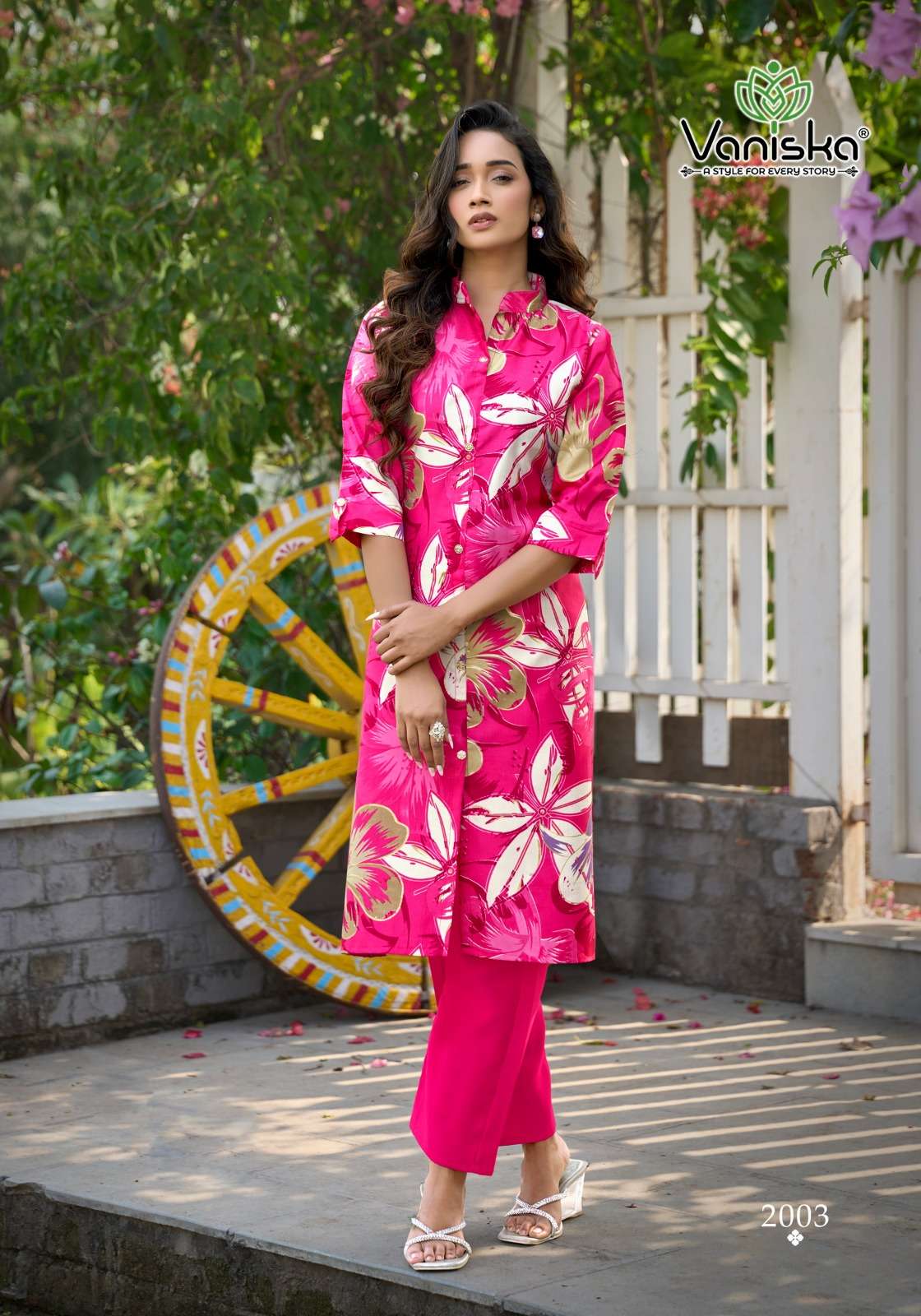 FLOWER VELLY VOL-2 BY VANISKA IN VATICAN PRINT ALINE CUT KURTI & FANCY BUTTON WITH POCKET 