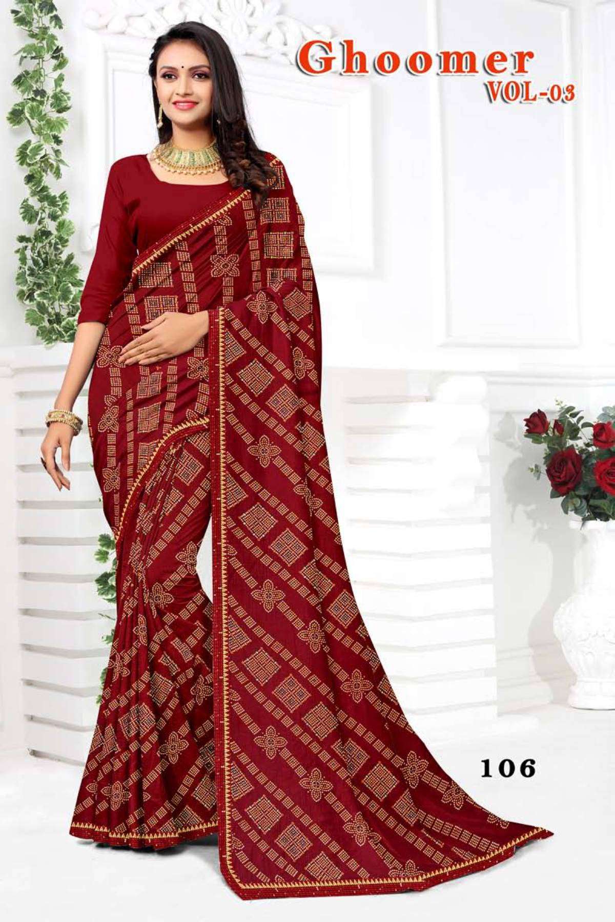 GHOOMER VOL-3 BY TEXOFAB IN RANIAL GEORGETTE ALL OVER PRINTED SAREE WITH BORDER 