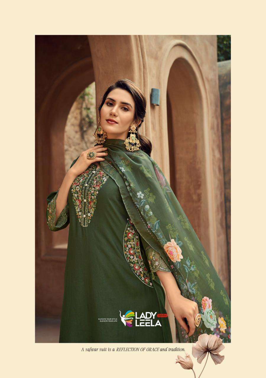 GULMOHAR BY LADY LEELA IN VISCOSE SILK FABRIC KURTI PANT WITH EMBROIDERY WORK