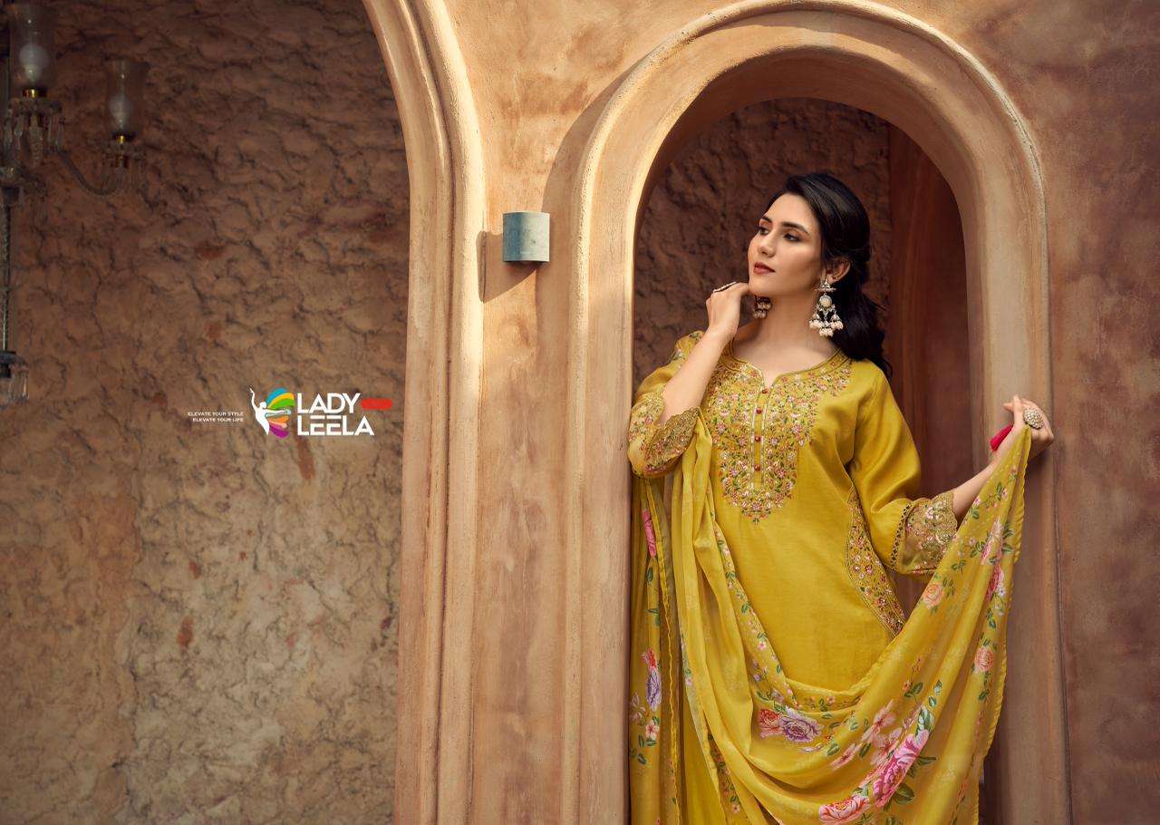 GULMOHAR BY LADY LEELA IN VISCOSE SILK FABRIC KURTI PANT WITH EMBROIDERY WORK