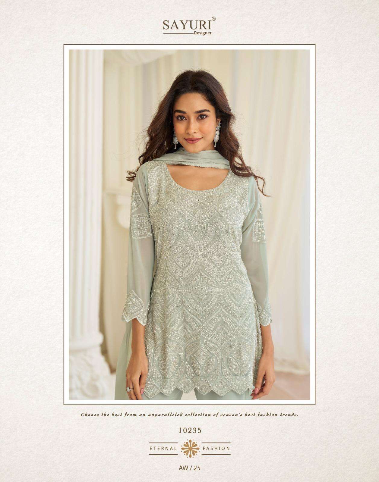 HOOR BY SAYURI DESIGNER IN REAL CHINON SILK HEAVY EMBROIDERED BEADS WORK 