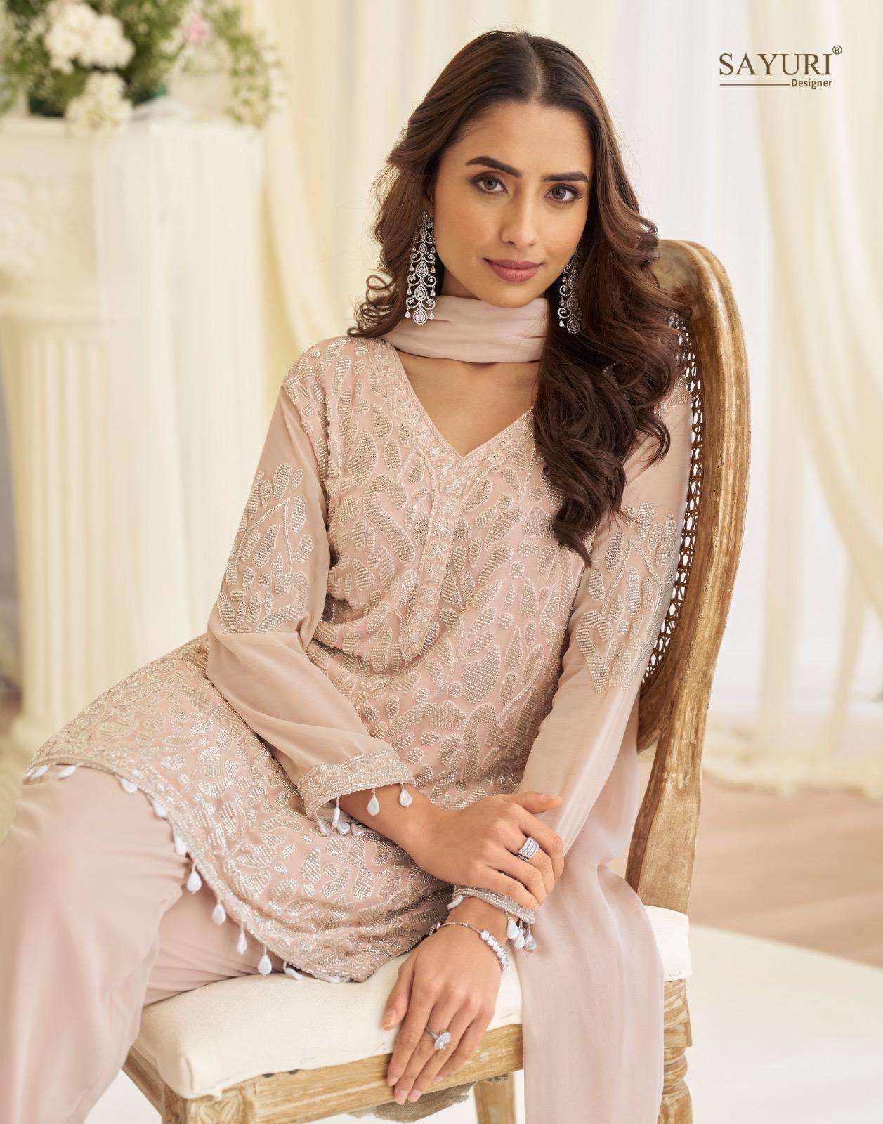 HOOR BY SAYURI DESIGNER IN REAL CHINON SILK HEAVY EMBROIDERED BEADS WORK 