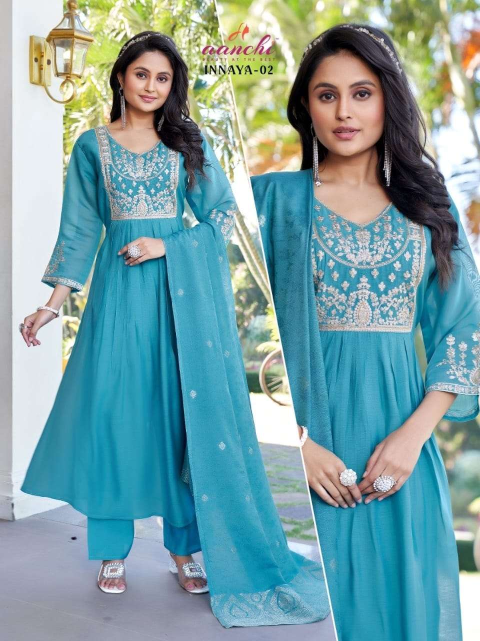 INNAYA BY AANCHI IN MAL CHANDERI KURTI PANT WITH JACQUARD DUPATTA 