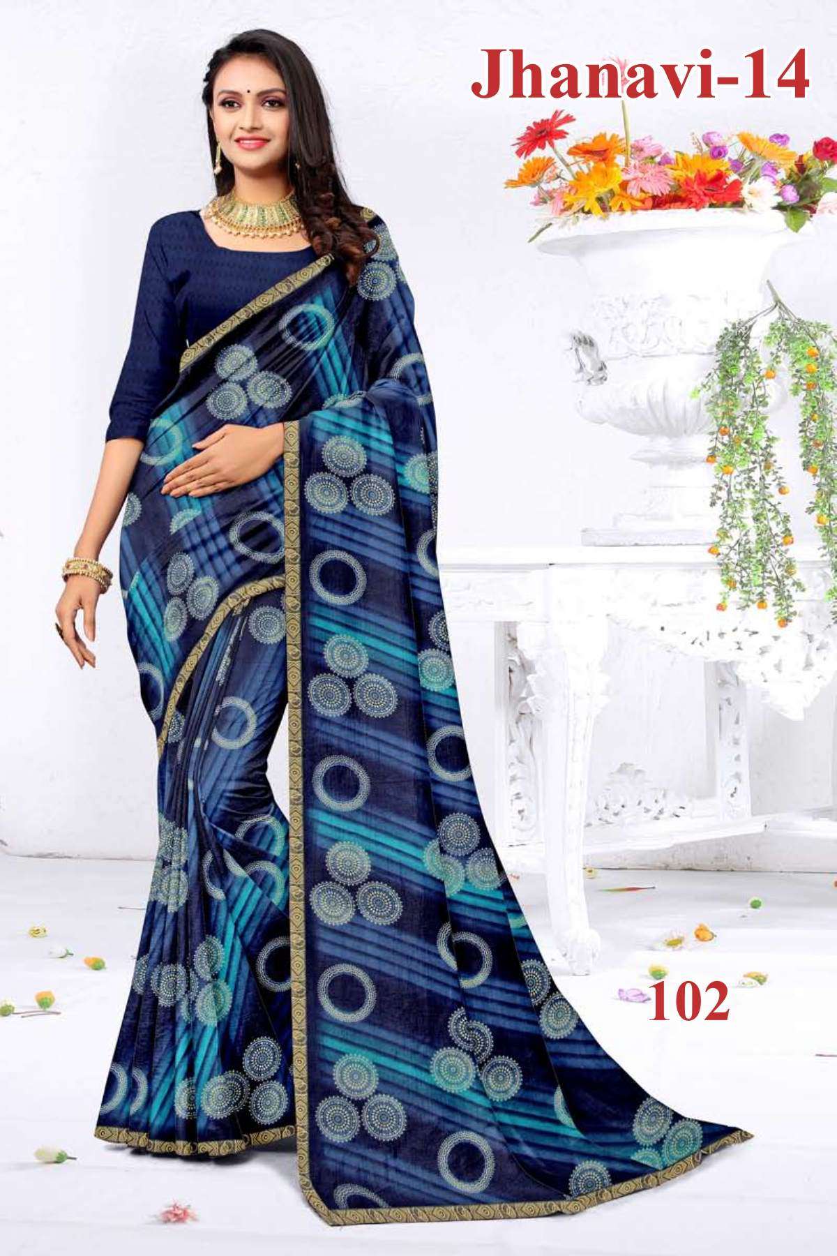 JHANAVI-14 BY TEXOFAB IN RANIAL GEORGETTE ALL OVER PRINTED SAREE WITH BORDER 