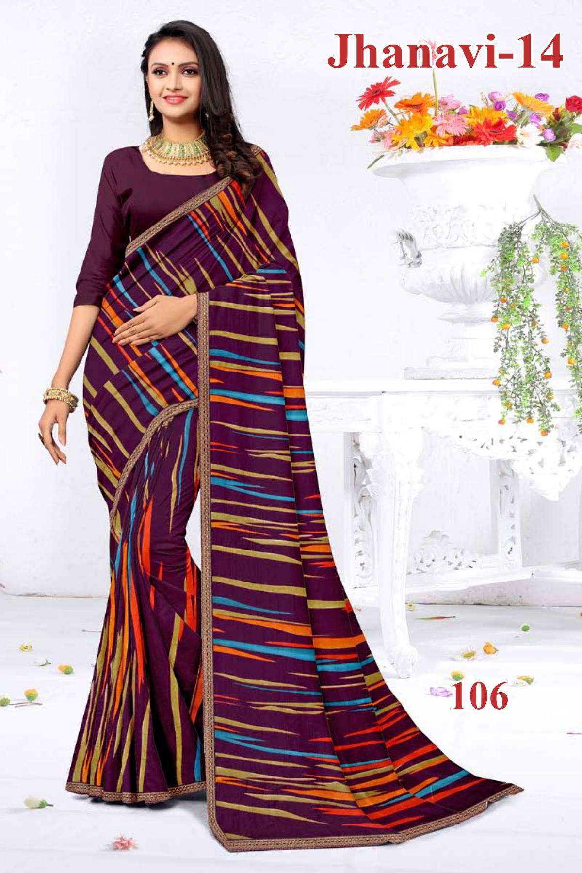 JHANAVI-14 BY TEXOFAB IN RANIAL GEORGETTE ALL OVER PRINTED SAREE WITH BORDER 