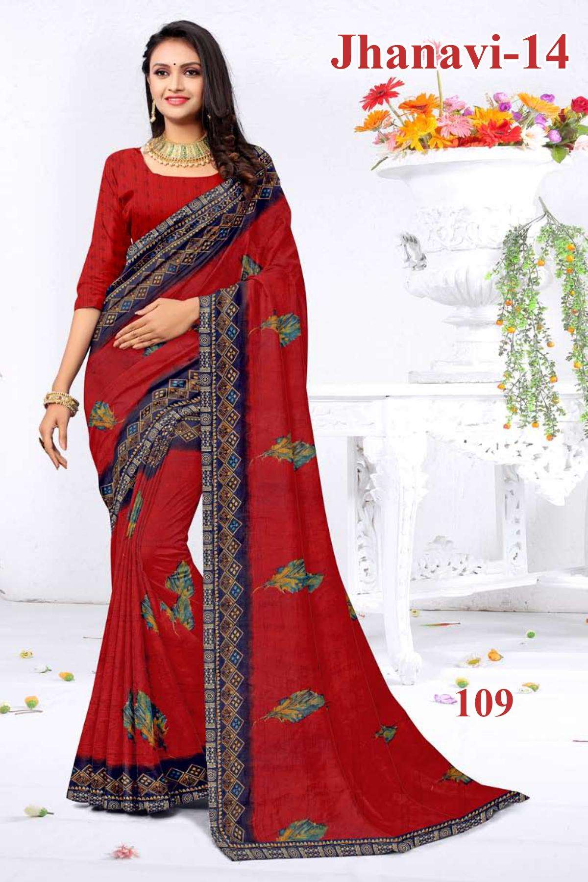 JHANAVI-14 BY TEXOFAB IN RANIAL GEORGETTE ALL OVER PRINTED SAREE WITH BORDER 