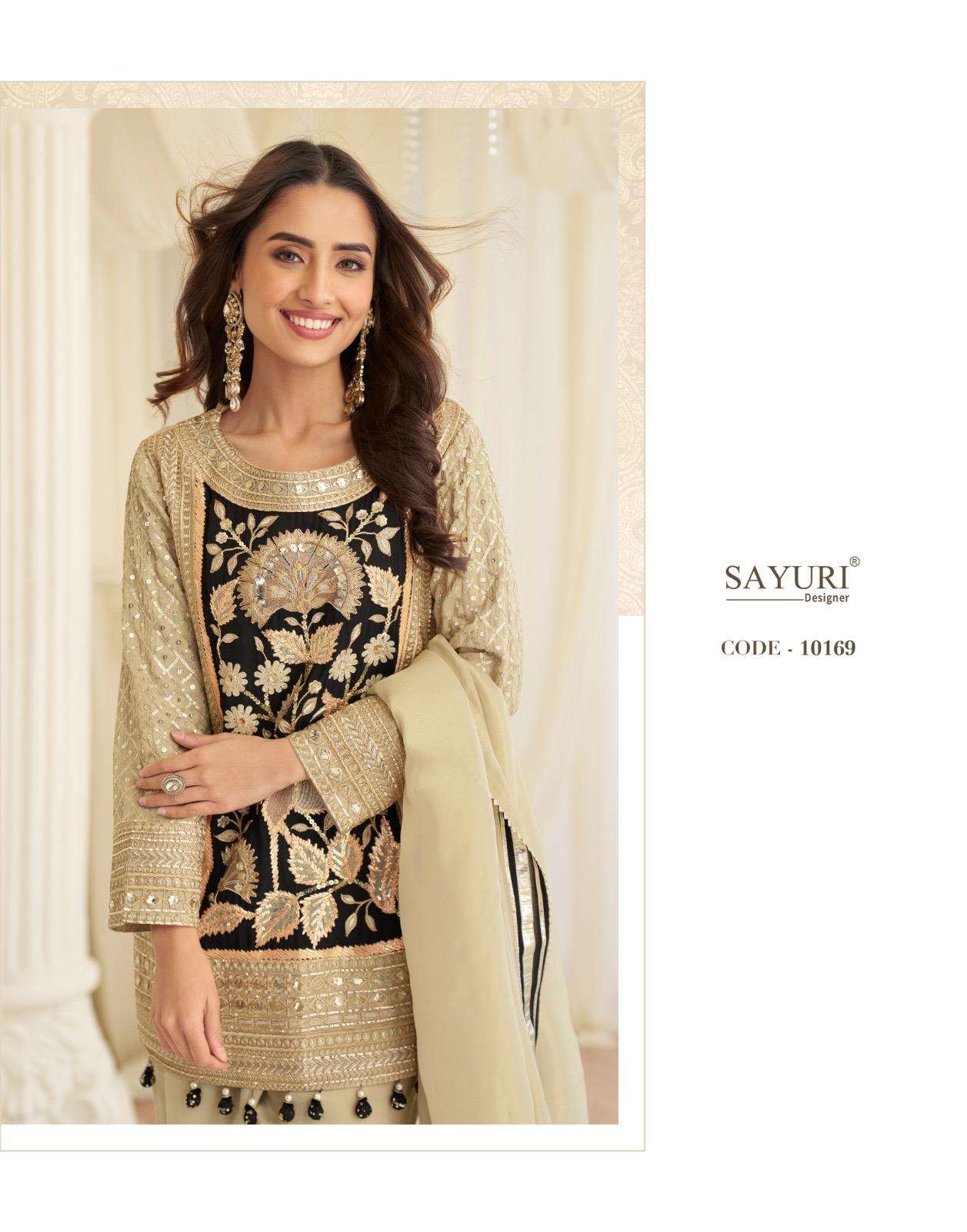 JINAYAA BY SAYURI DESIGNER IN NATURAL CREP SILK PREMIUM FABRIC BEADS EMBROIDERED WORK 
