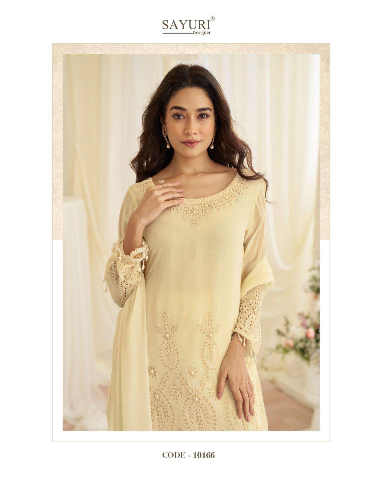 JINAYAA BY SAYURI DESIGNER IN NATURAL CREP SILK PREMIUM FABRIC BEADS EMBROIDERED WORK 