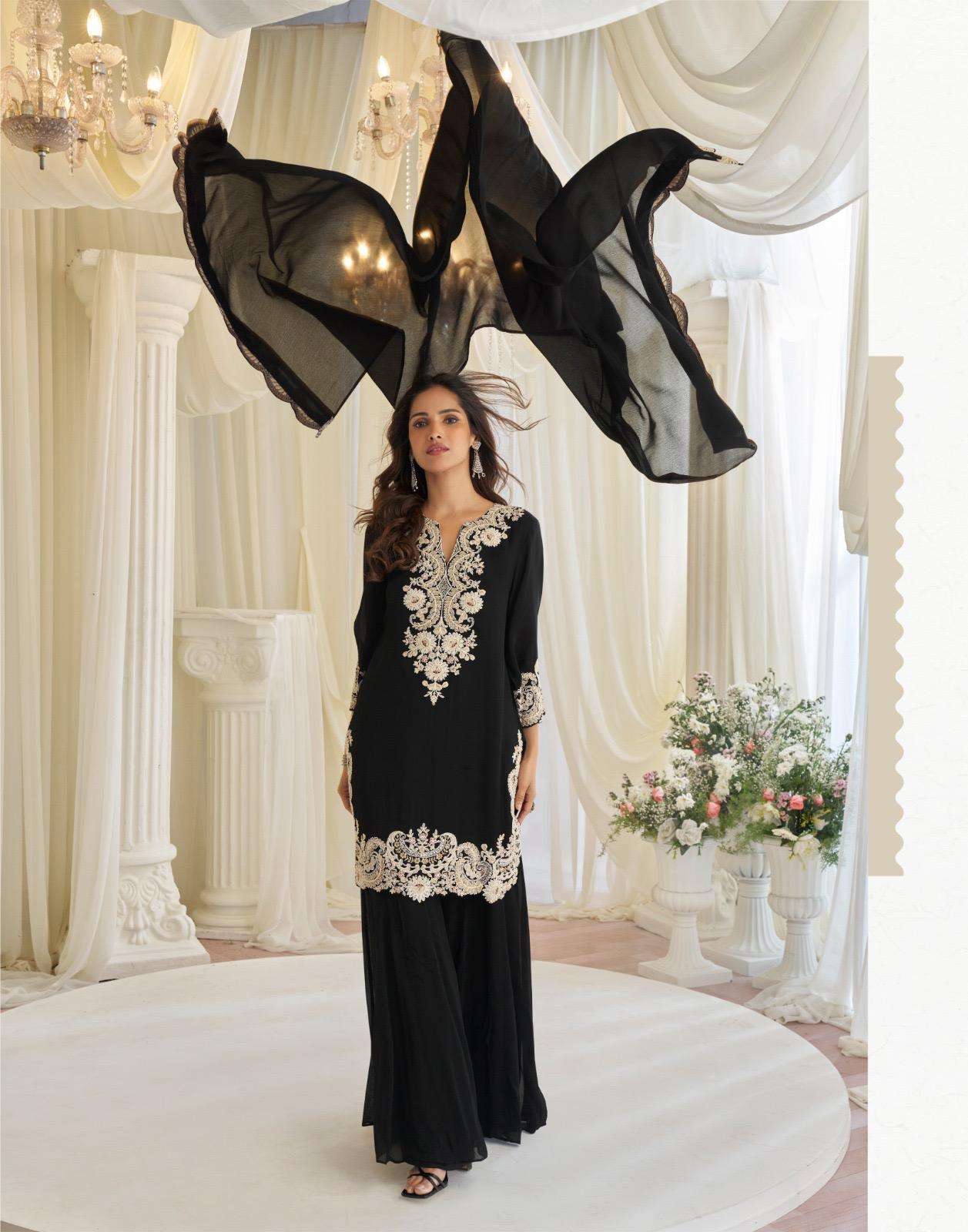 KAJAL BY SAYURI DESIGNER IN REAL GEROGETTE WITH BEADS EMBROIDERED WORK 