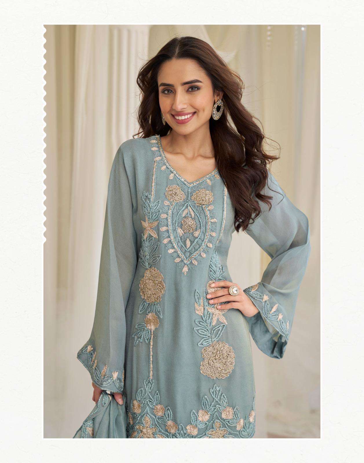 KAJAL BY SAYURI DESIGNER IN REAL GEROGETTE WITH BEADS EMBROIDERED WORK 