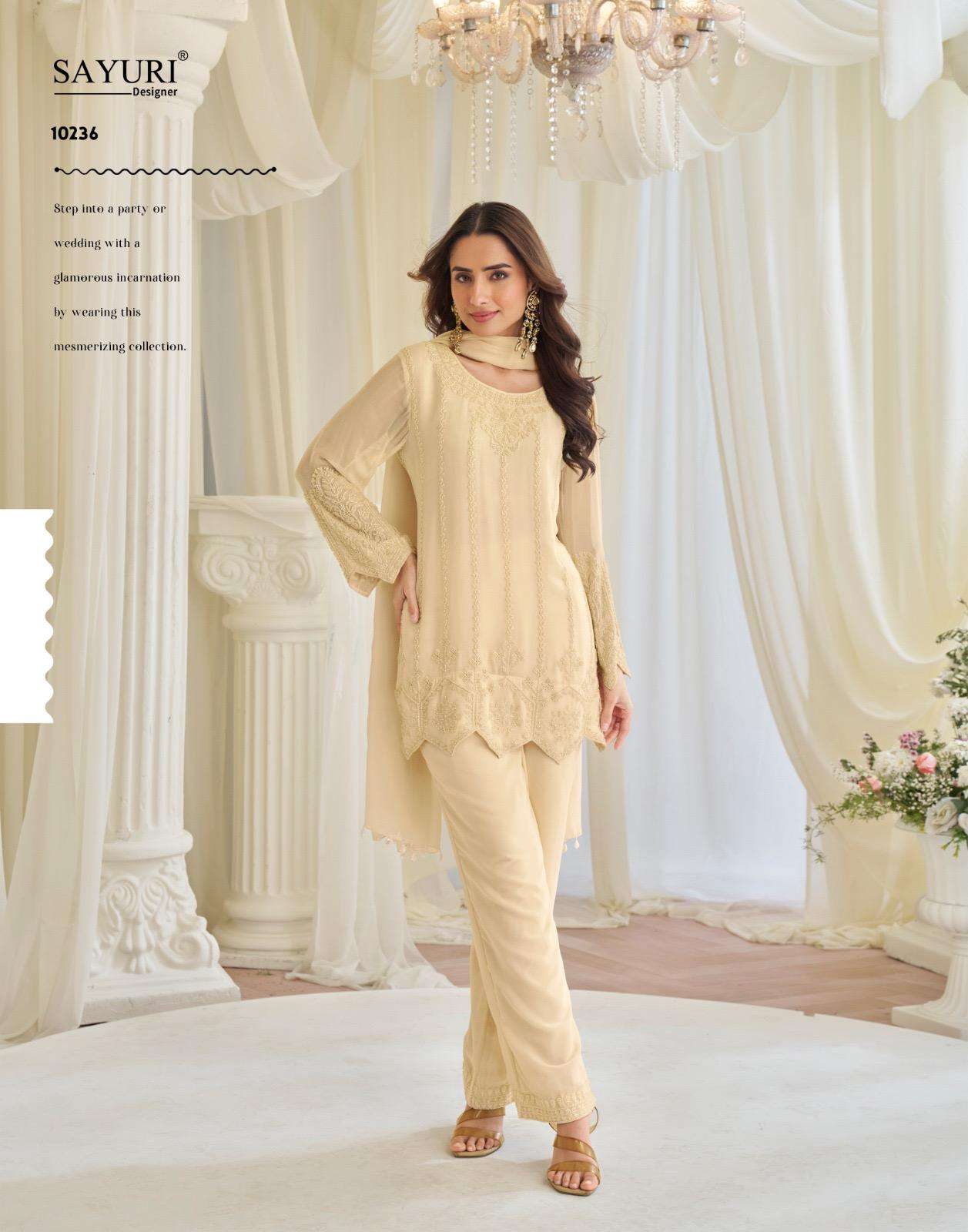 KAJAL BY SAYURI DESIGNER IN REAL GEROGETTE WITH BEADS EMBROIDERED WORK 