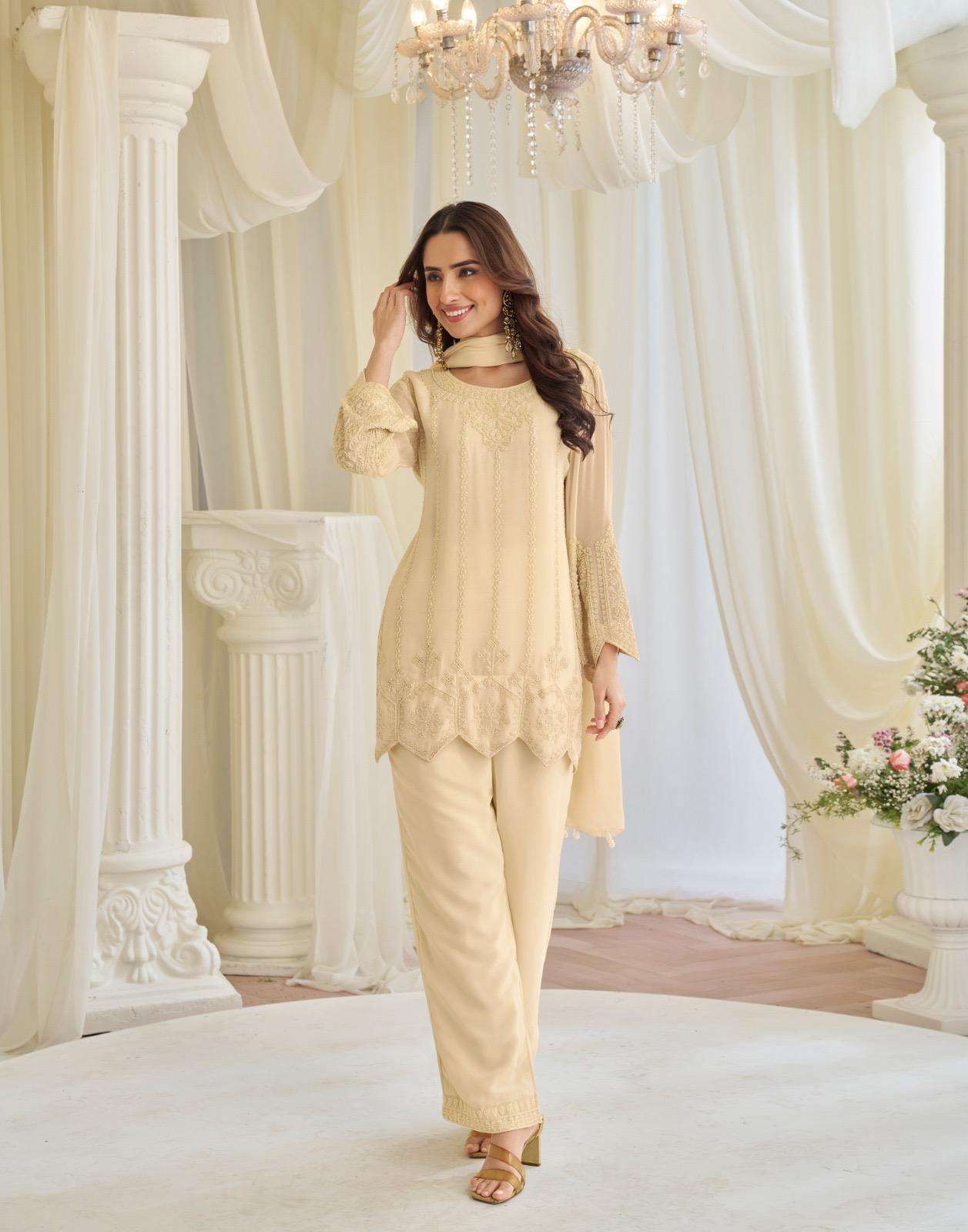 KAJAL BY SAYURI DESIGNER IN REAL GEROGETTE WITH BEADS EMBROIDERED WORK 