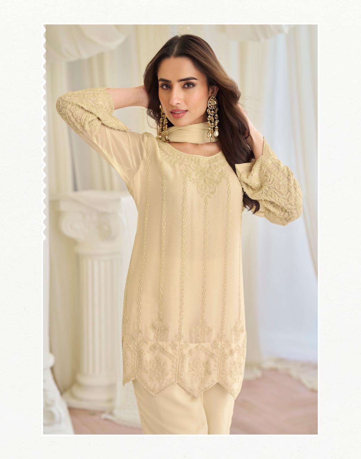 KAJAL BY SAYURI DESIGNER IN REAL GEROGETTE WITH BEADS EMBROIDERED WORK 