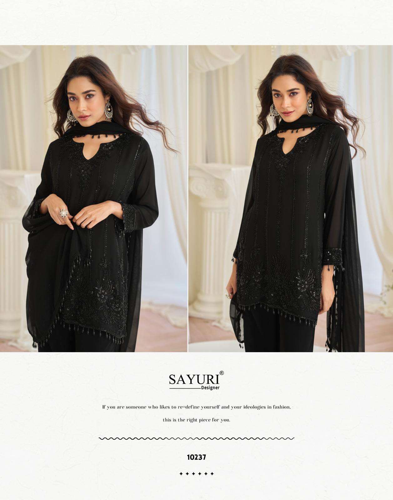 KAJAL BY SAYURI DESIGNER IN REAL GEROGETTE WITH BEADS EMBROIDERED WORK 