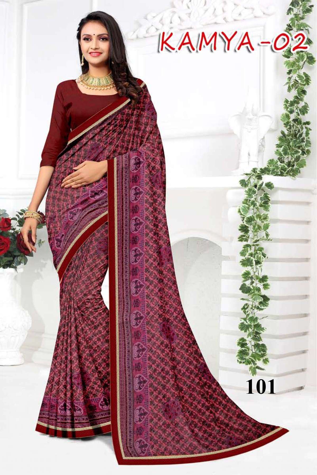 KAMYA-2 BY TEXOFAB IN RANIAL GEORGETTE ALL OVER PRINTED SAREE WITH BORDER 