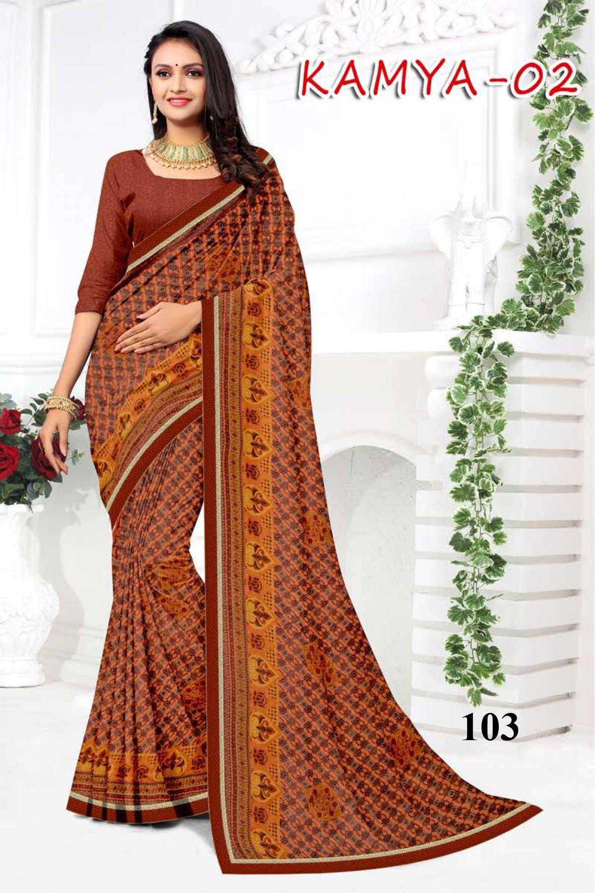 KAMYA-2 BY TEXOFAB IN RANIAL GEORGETTE ALL OVER PRINTED SAREE WITH BORDER 
