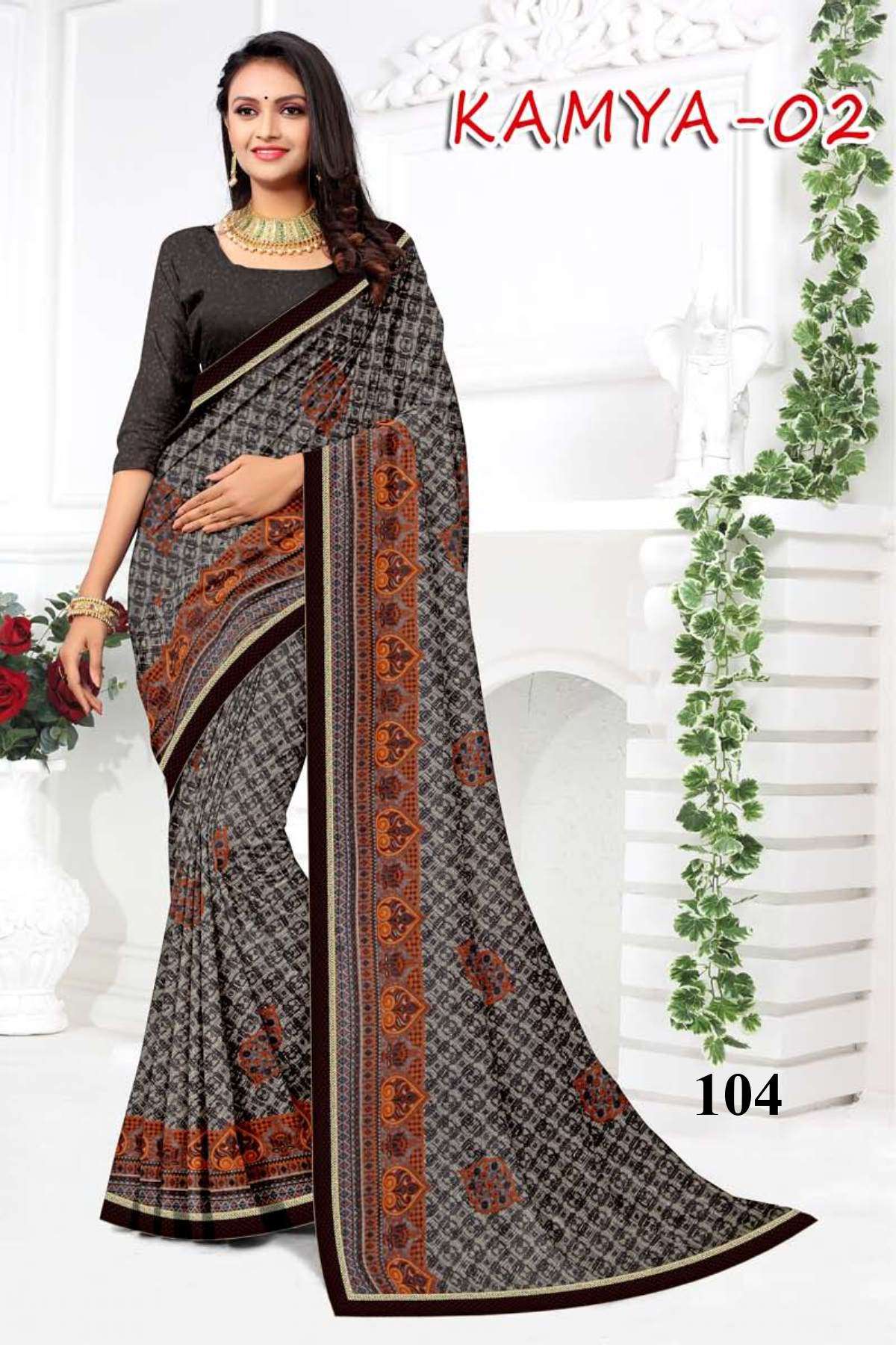 KAMYA-2 BY TEXOFAB IN RANIAL GEORGETTE ALL OVER PRINTED SAREE WITH BORDER 