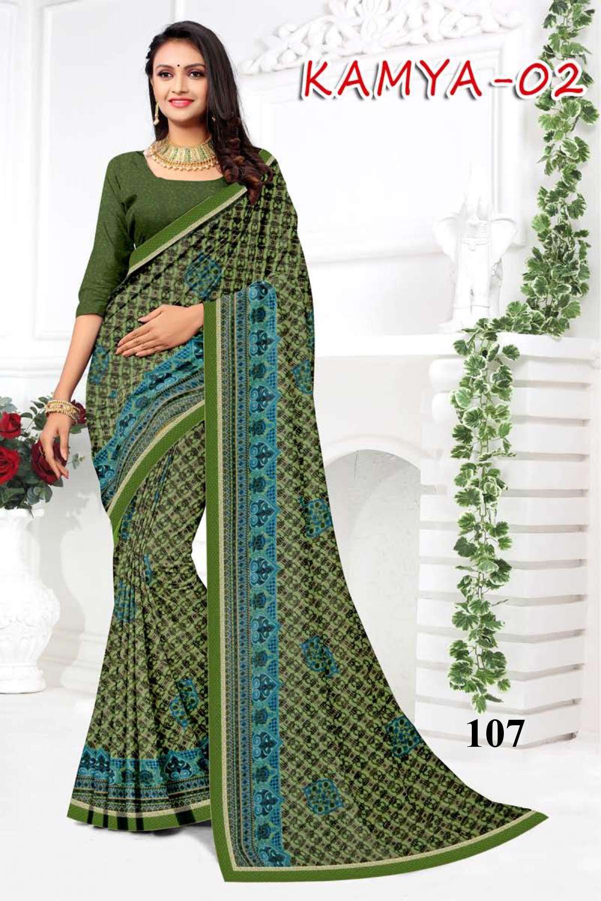 KAMYA-2 BY TEXOFAB IN RANIAL GEORGETTE ALL OVER PRINTED SAREE WITH BORDER 