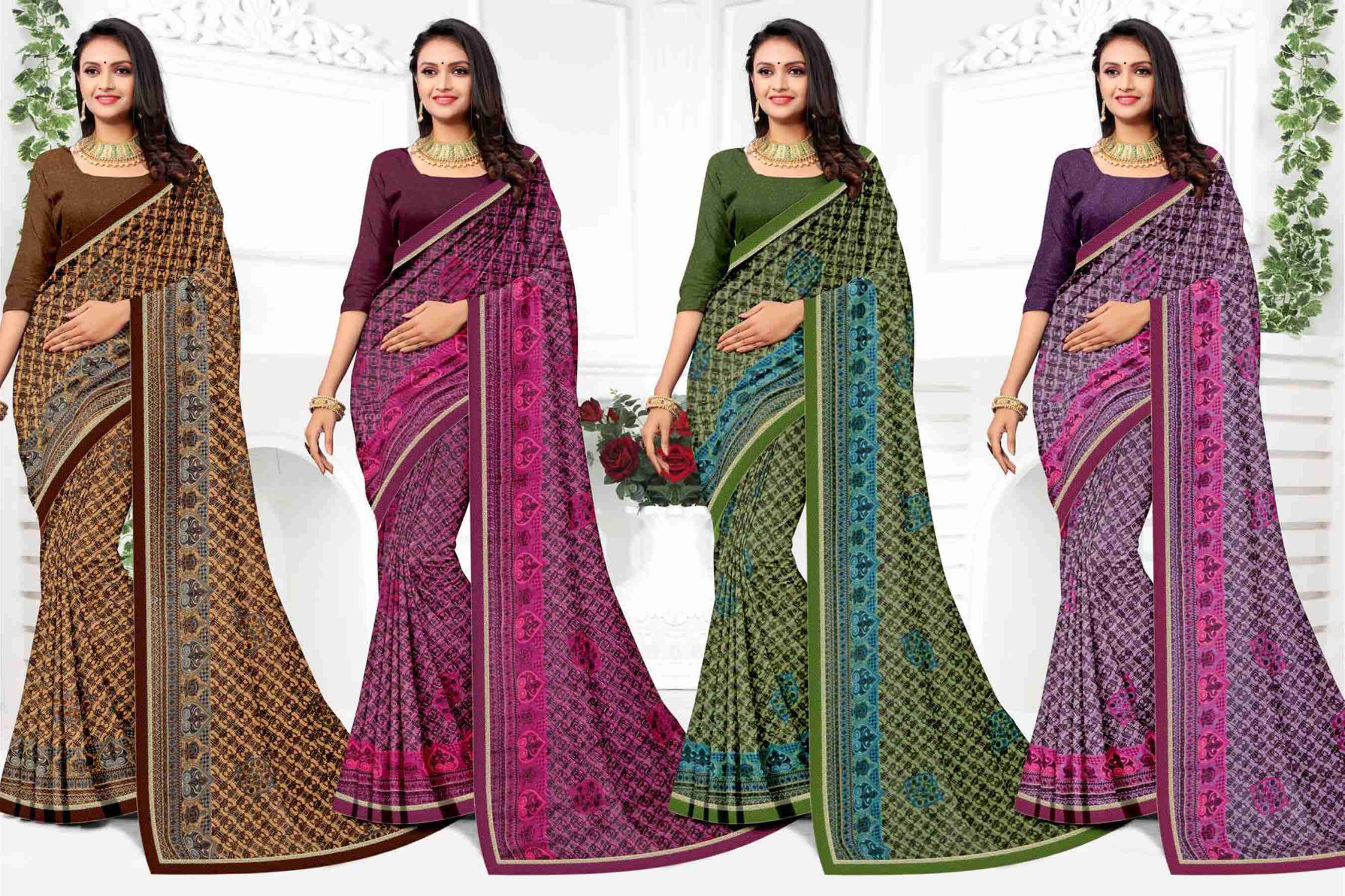 KAMYA-2 BY TEXOFAB IN RANIAL GEORGETTE ALL OVER PRINTED SAREE WITH BORDER 