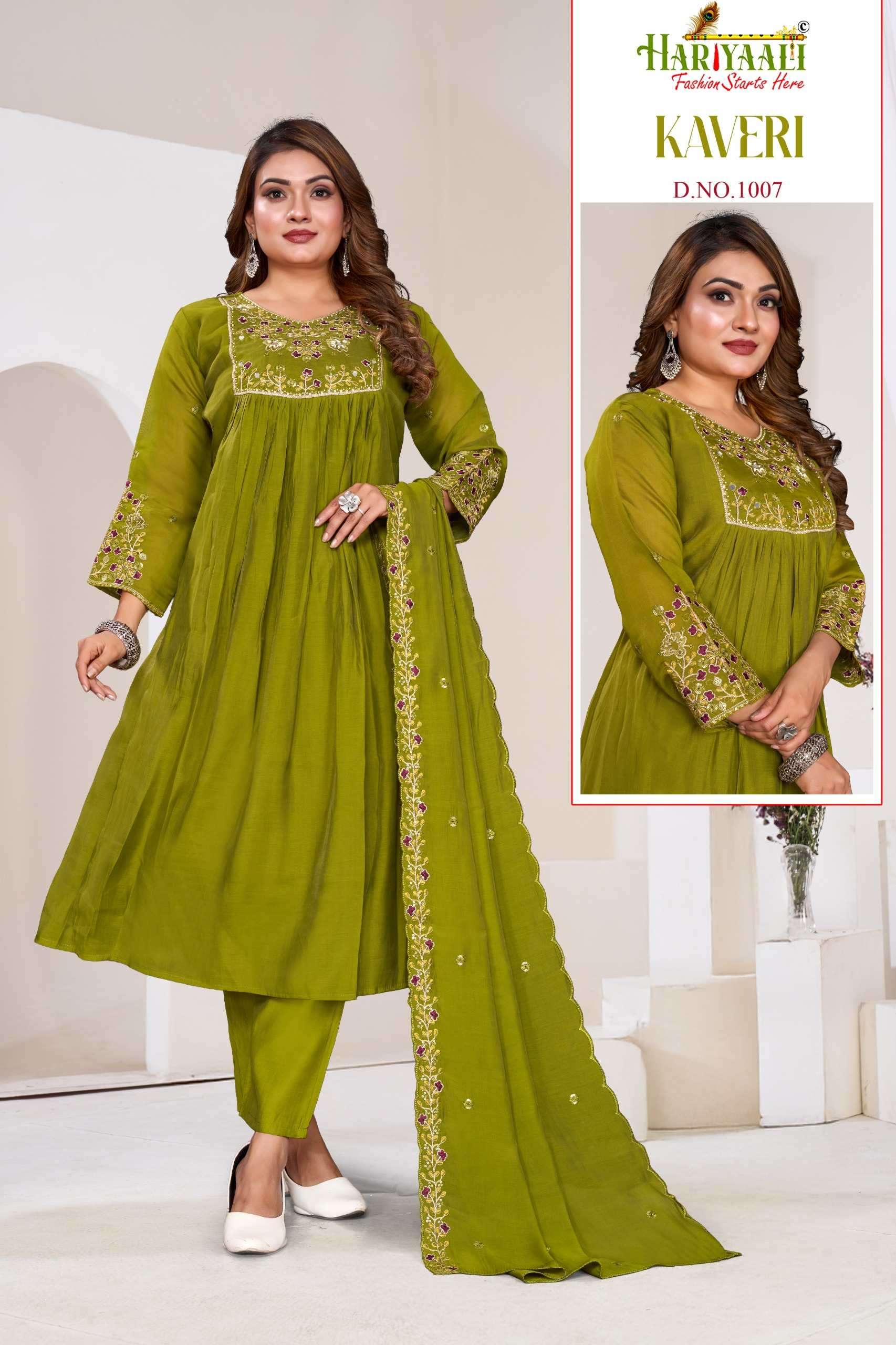 KAVERI BY HARIYAALI FASHION IN PREMIUM MAL CHANDERI WITH EMBROIDERY AND HAND WORK