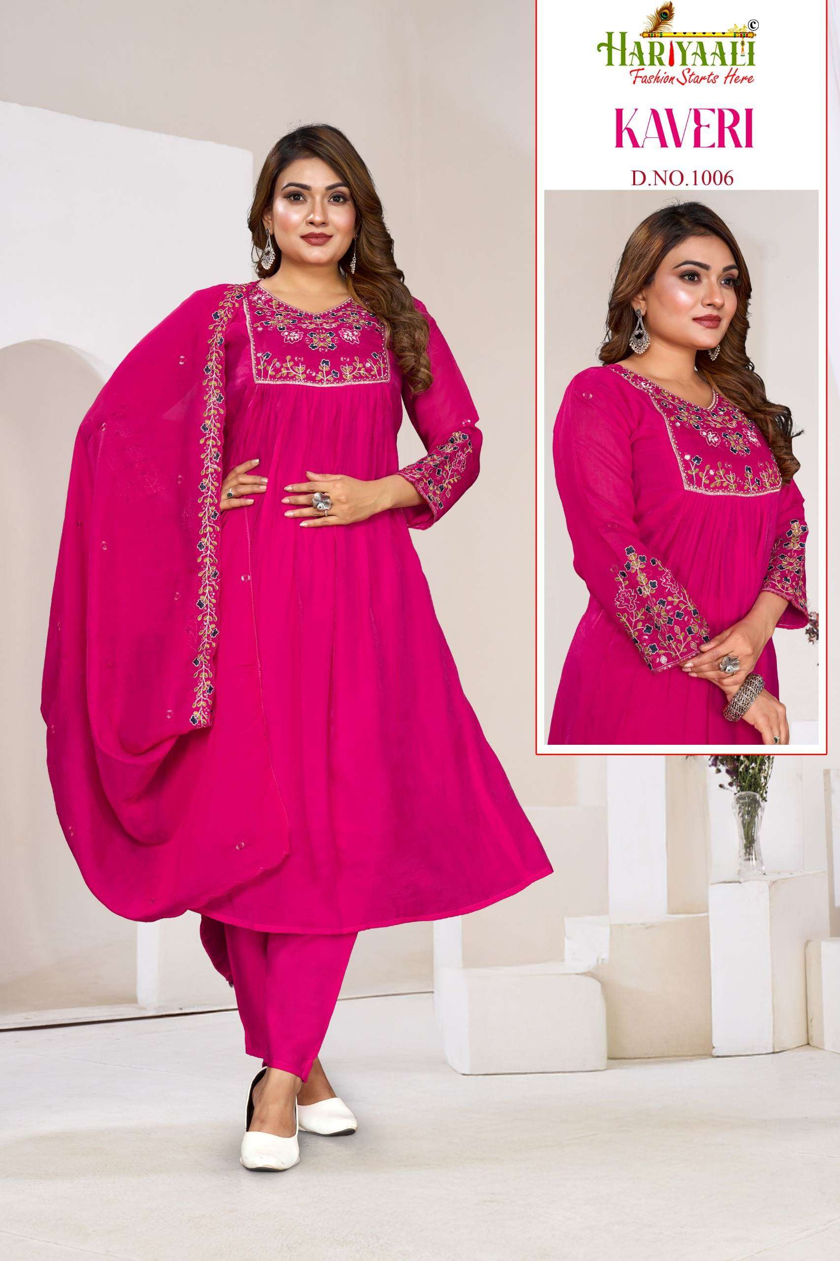 KAVERI BY HARIYAALI FASHION IN PREMIUM MAL CHANDERI WITH EMBROIDERY AND HAND WORK