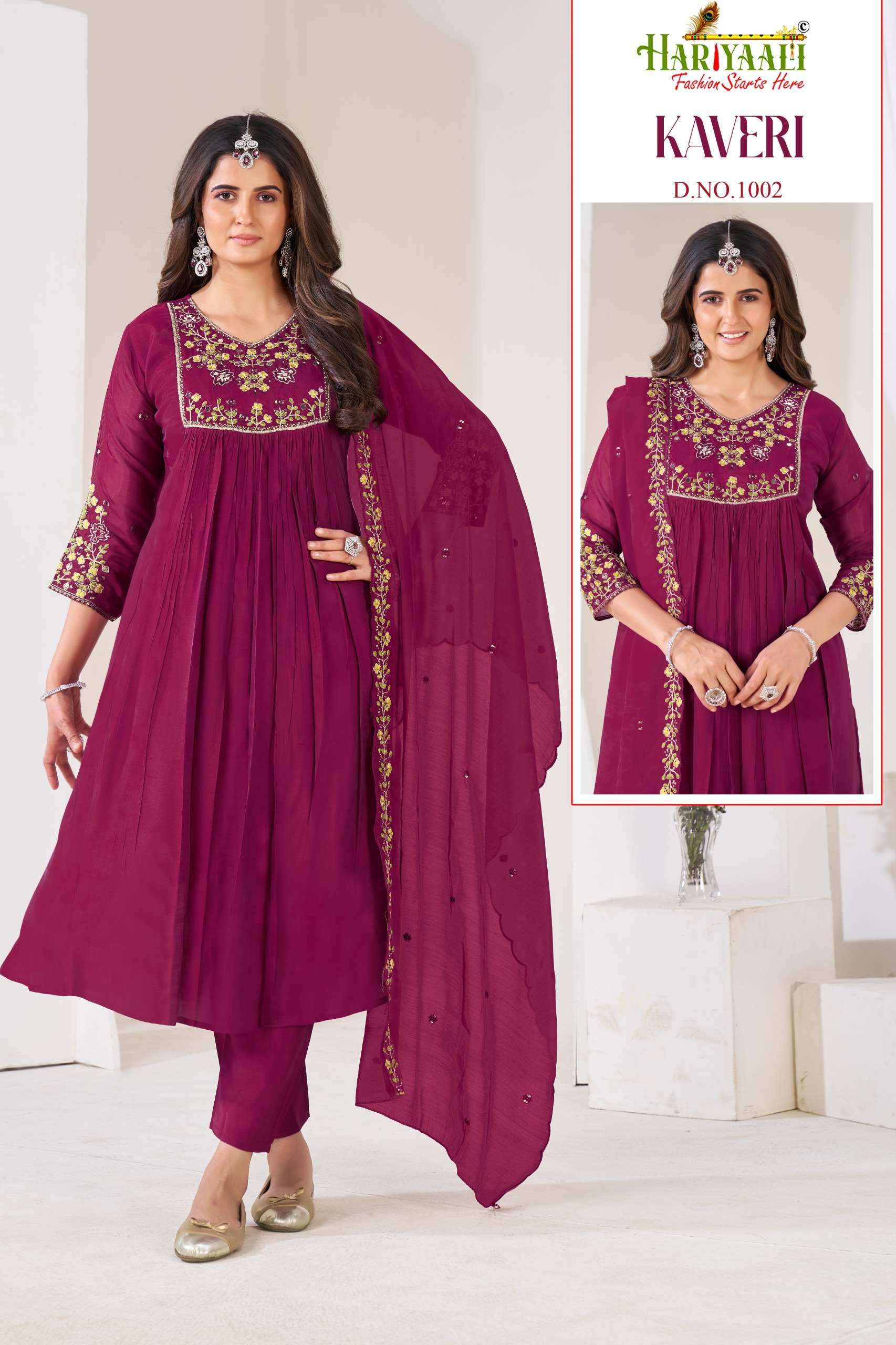 KAVERI BY HARIYAALI FASHION IN PREMIUM MAL CHANDERI WITH EMBROIDERY AND HAND WORK