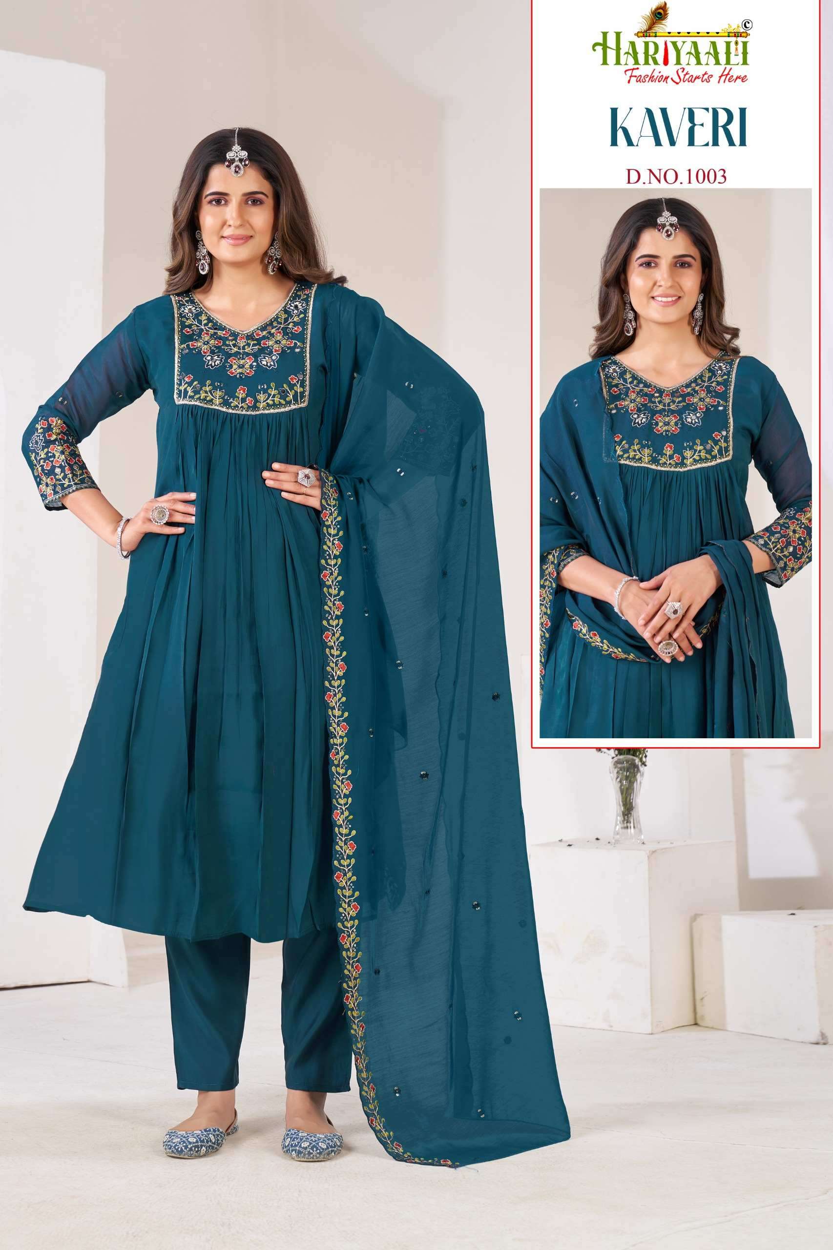 KAVERI BY HARIYAALI FASHION IN PREMIUM MAL CHANDERI WITH EMBROIDERY AND HAND WORK