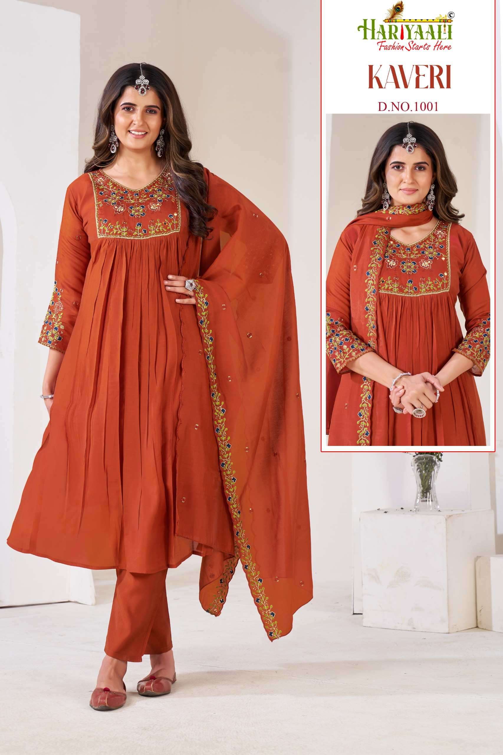 KAVERI BY HARIYAALI FASHION IN PREMIUM MAL CHANDERI WITH EMBROIDERY AND HAND WORK