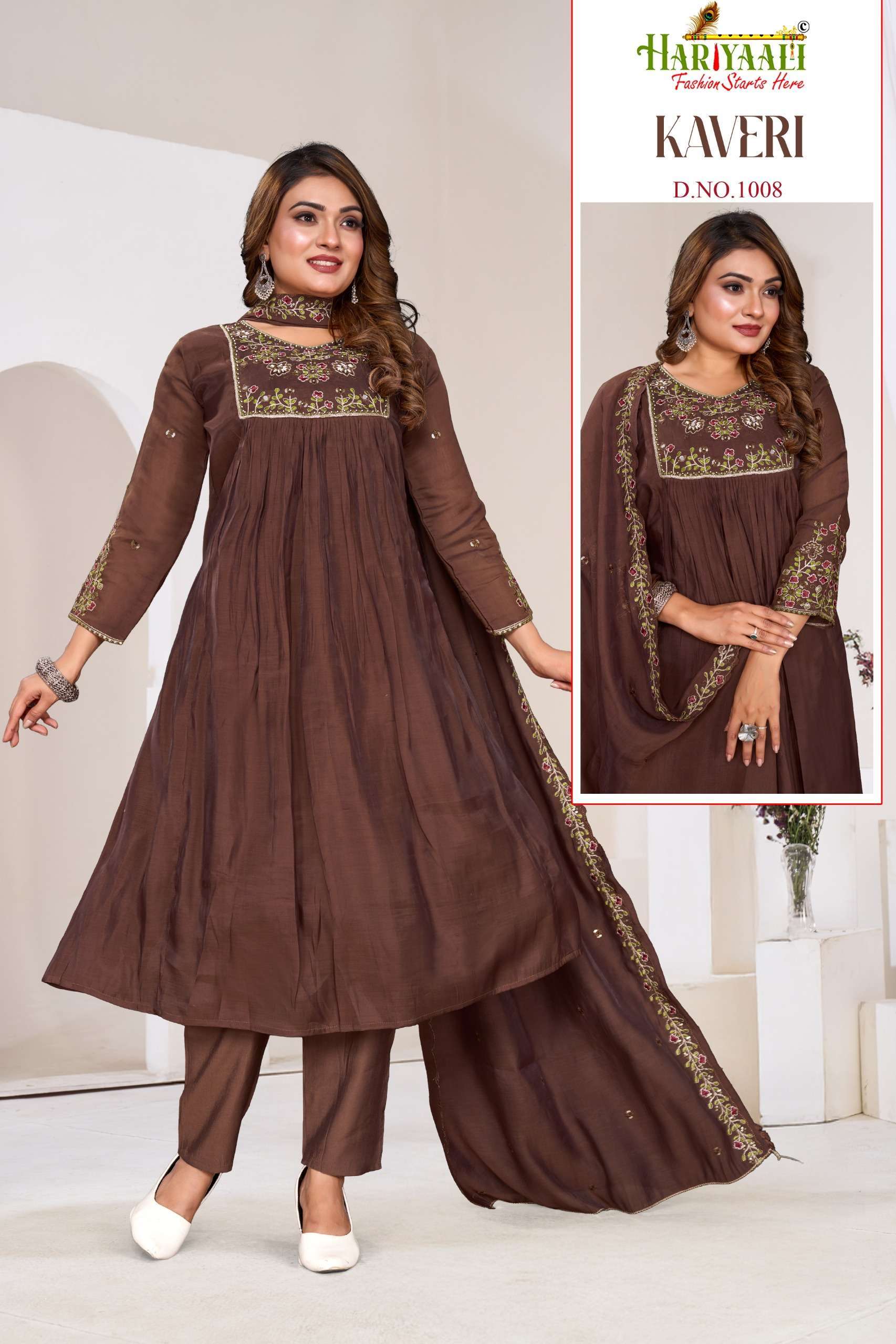 KAVERI BY HARIYAALI FASHION IN PREMIUM MAL CHANDERI WITH EMBROIDERY AND HAND WORK