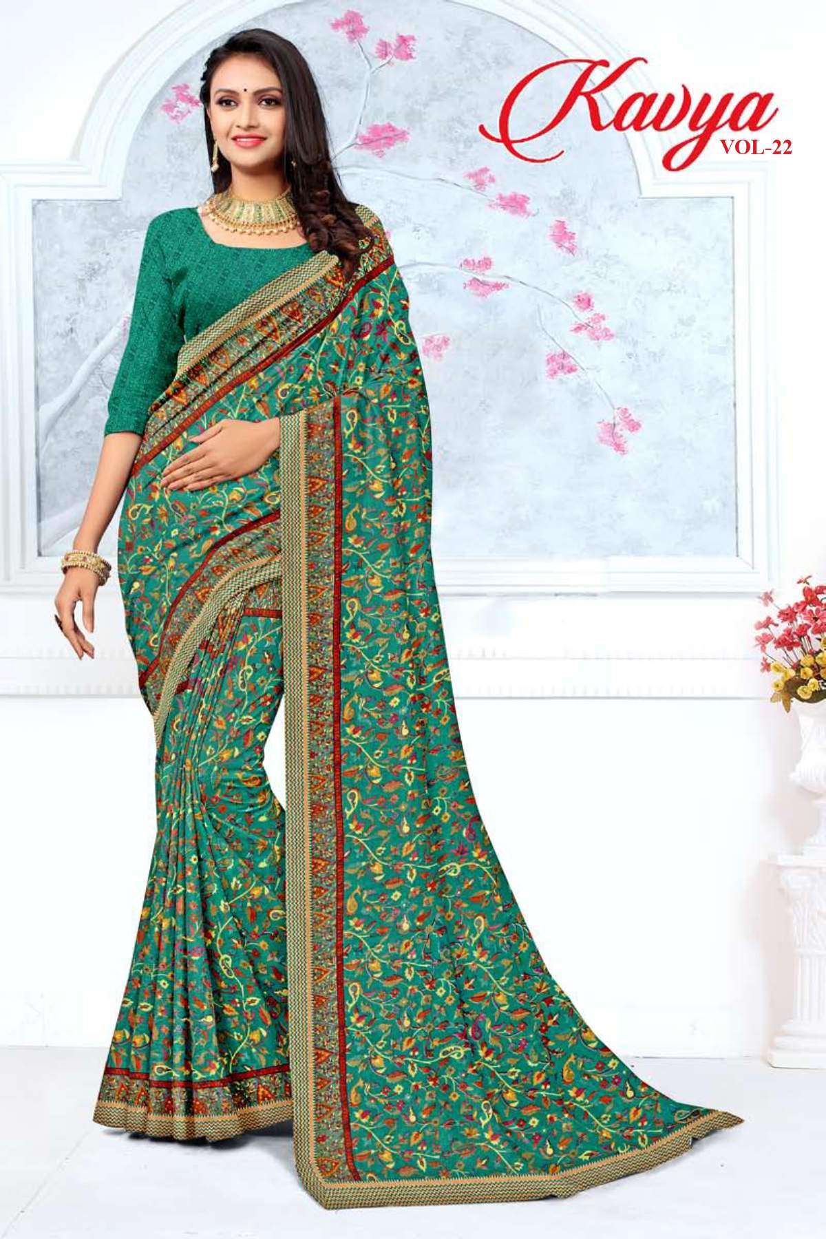 KAVYA VOL-22 BY TEXOFAB IN RANIAL GEORGETTE ALL OVER PRINTED SAREE WITH BORDER 