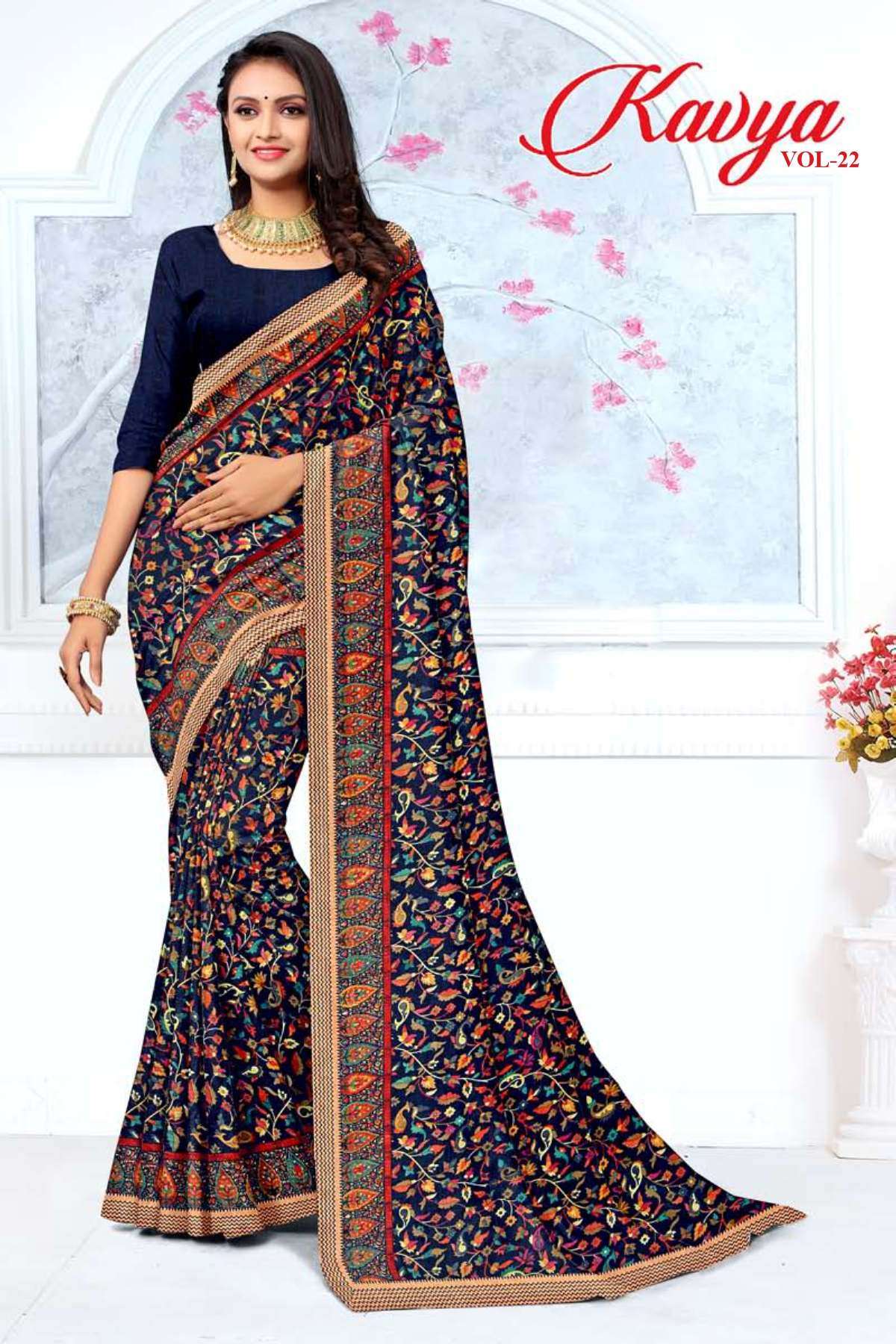 KAVYA VOL-22 BY TEXOFAB IN RANIAL GEORGETTE ALL OVER PRINTED SAREE WITH BORDER 