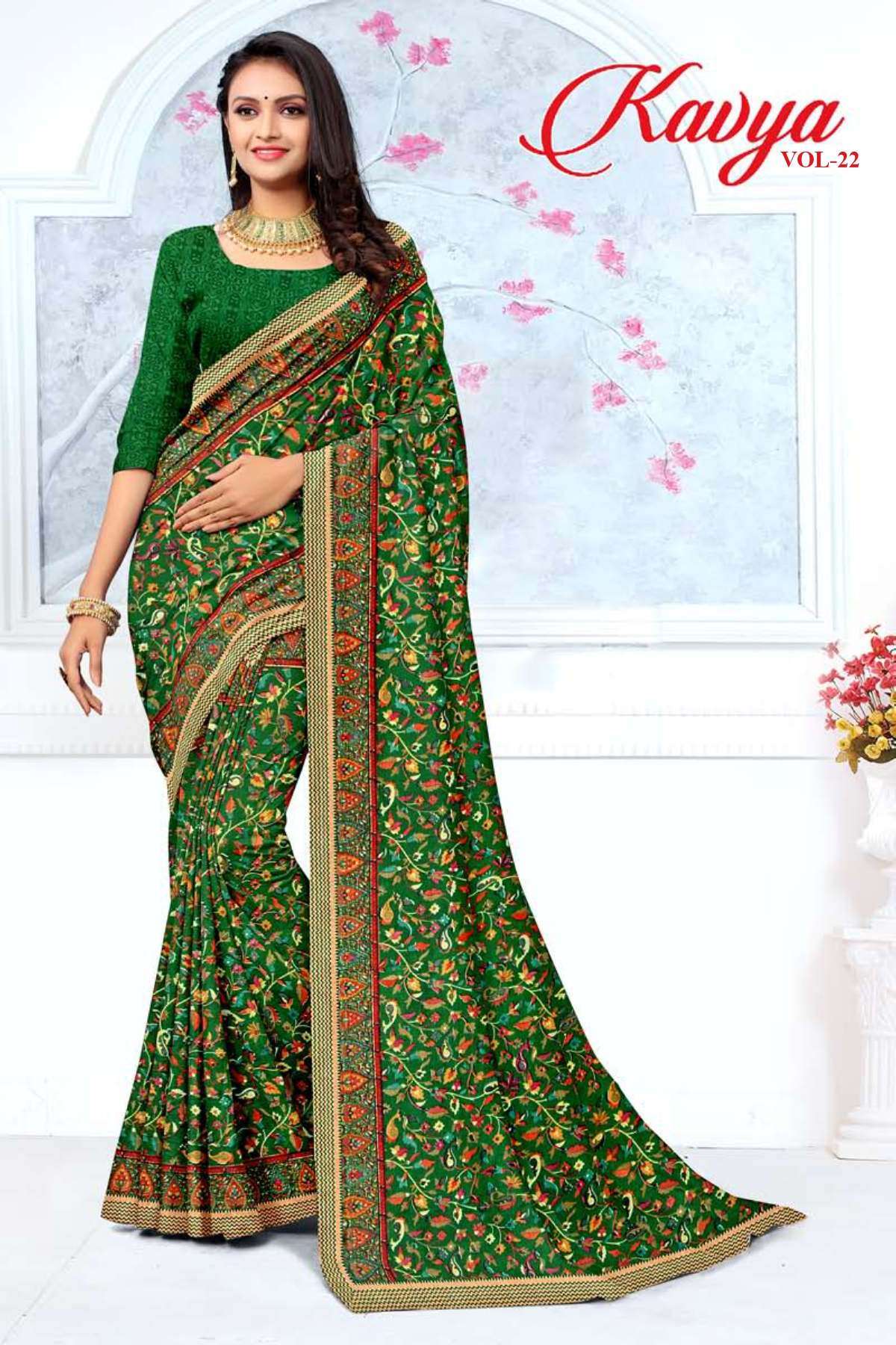 KAVYA VOL-22 BY TEXOFAB IN RANIAL GEORGETTE ALL OVER PRINTED SAREE WITH BORDER 