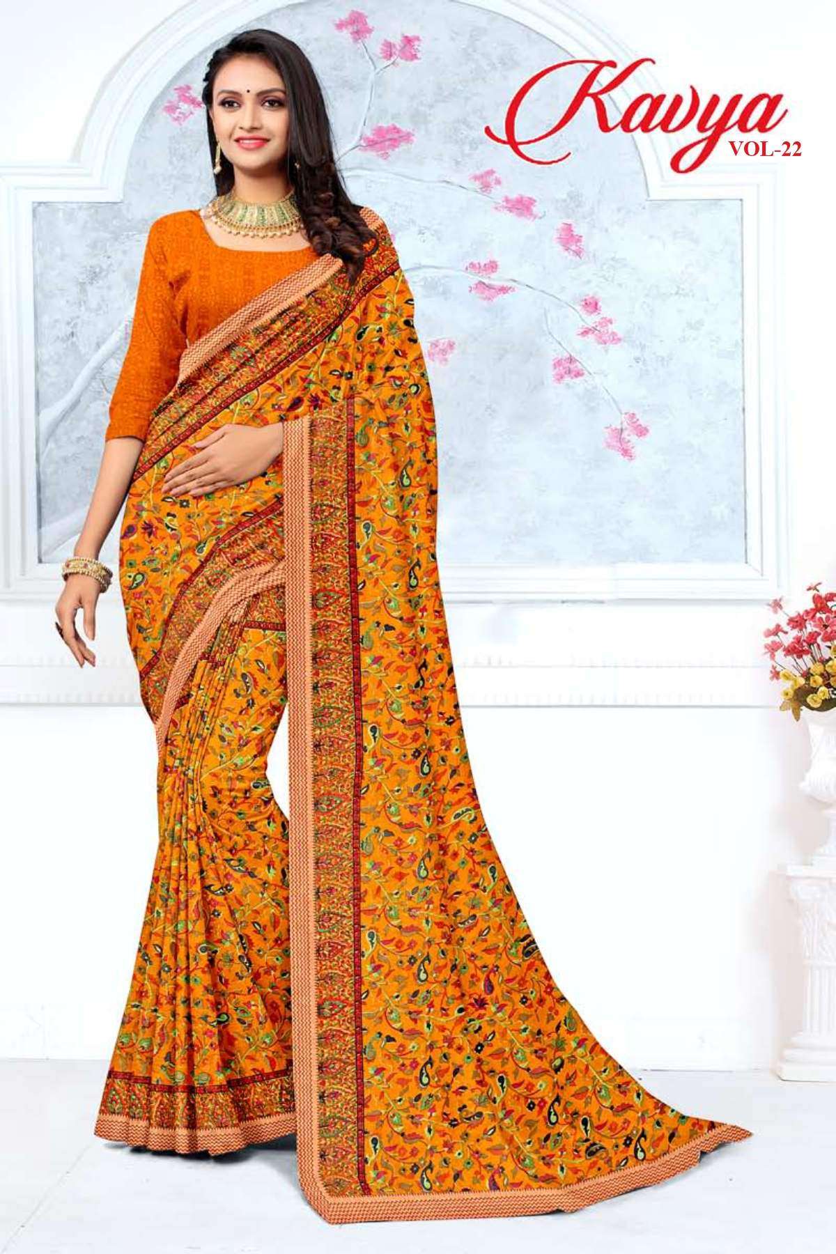 KAVYA VOL-22 BY TEXOFAB IN RANIAL GEORGETTE ALL OVER PRINTED SAREE WITH BORDER 
