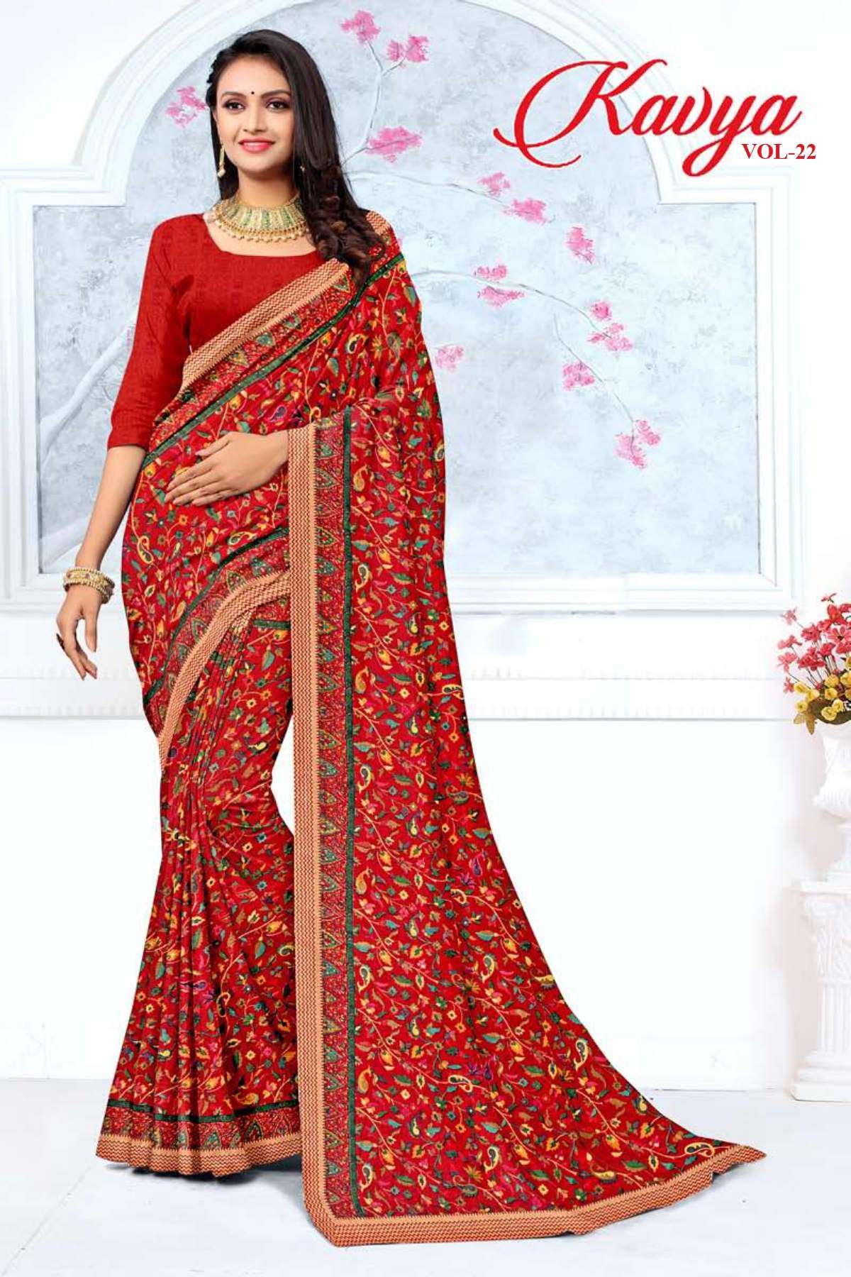 KAVYA VOL-22 BY TEXOFAB IN RANIAL GEORGETTE ALL OVER PRINTED SAREE WITH BORDER 