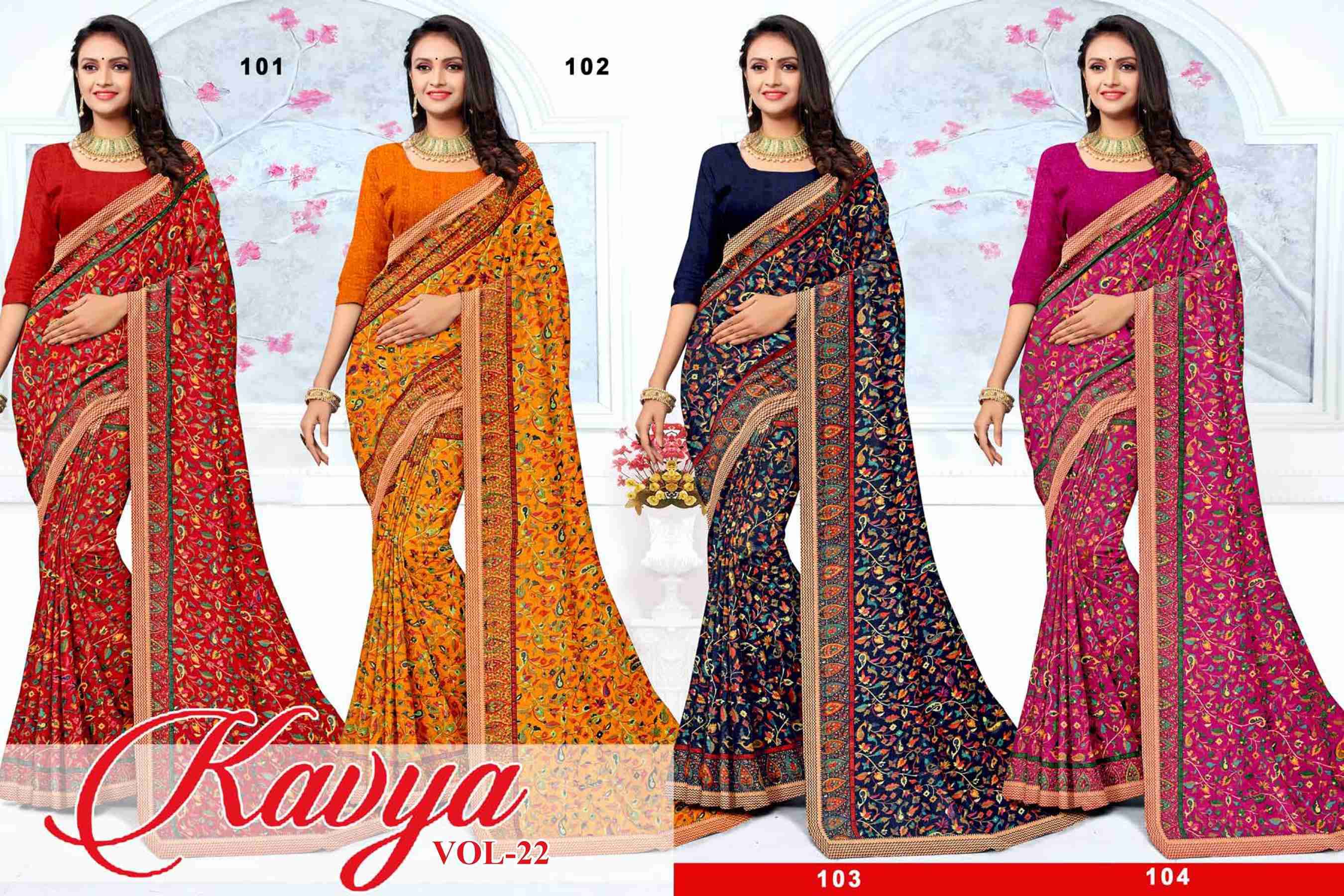 KAVYA VOL-22 BY TEXOFAB IN RANIAL GEORGETTE ALL OVER PRINTED SAREE WITH BORDER 