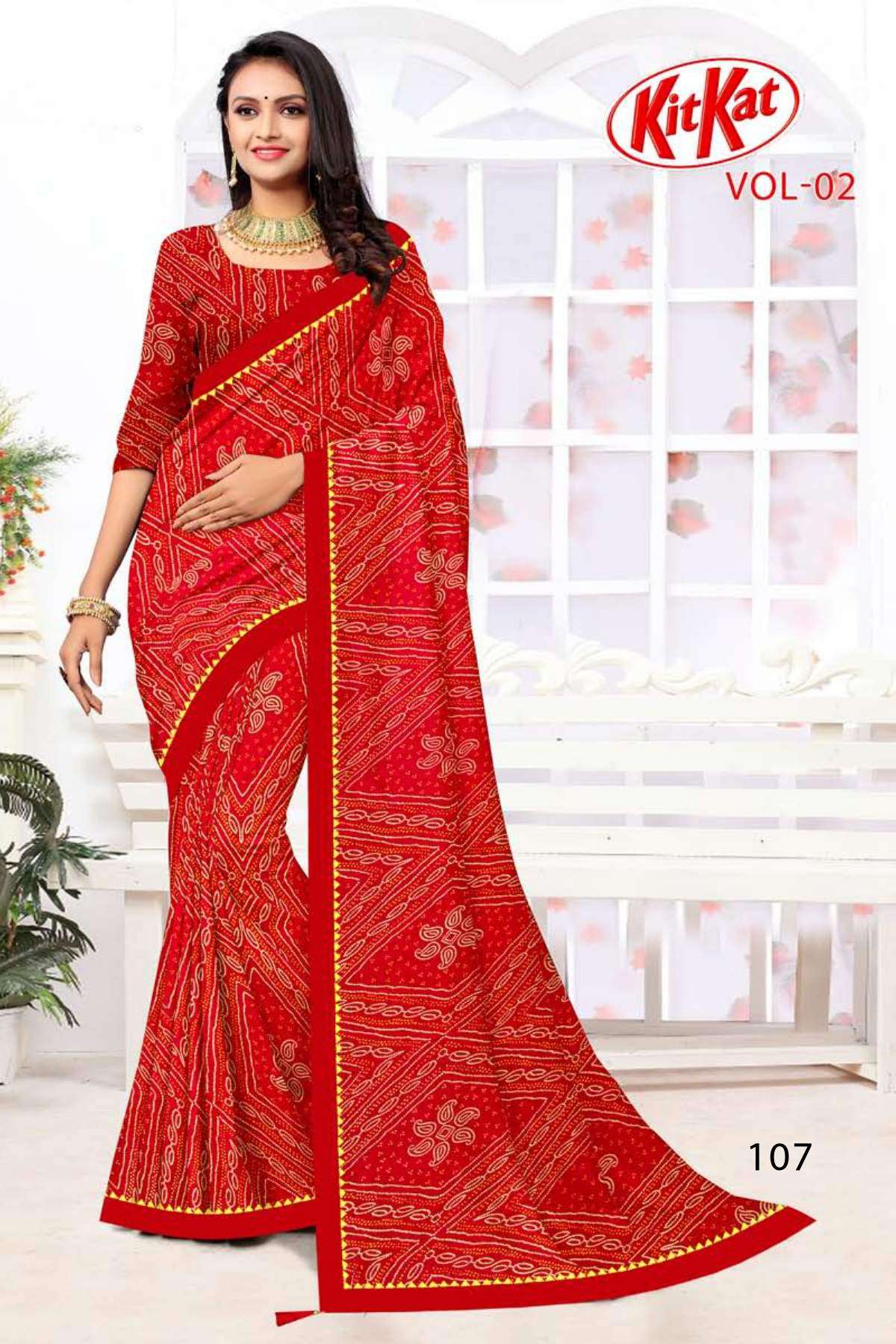 KIT KAT VOL-2 BY TEXOFAB IN RANIAL GEORGETTE ALL OVER PRINTED SAREE WITH BORDER 