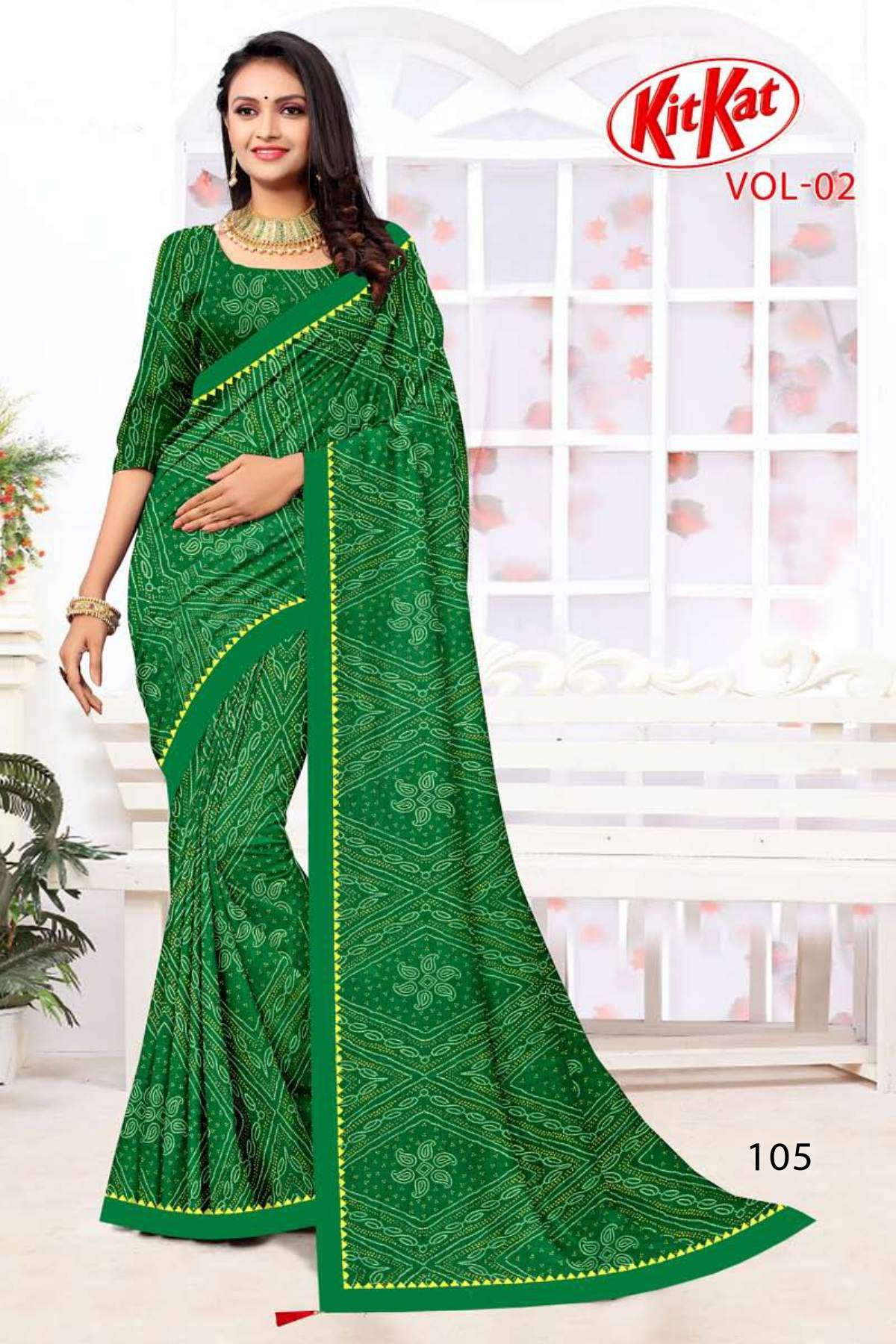 KIT KAT VOL-2 BY TEXOFAB IN RANIAL GEORGETTE ALL OVER PRINTED SAREE WITH BORDER 