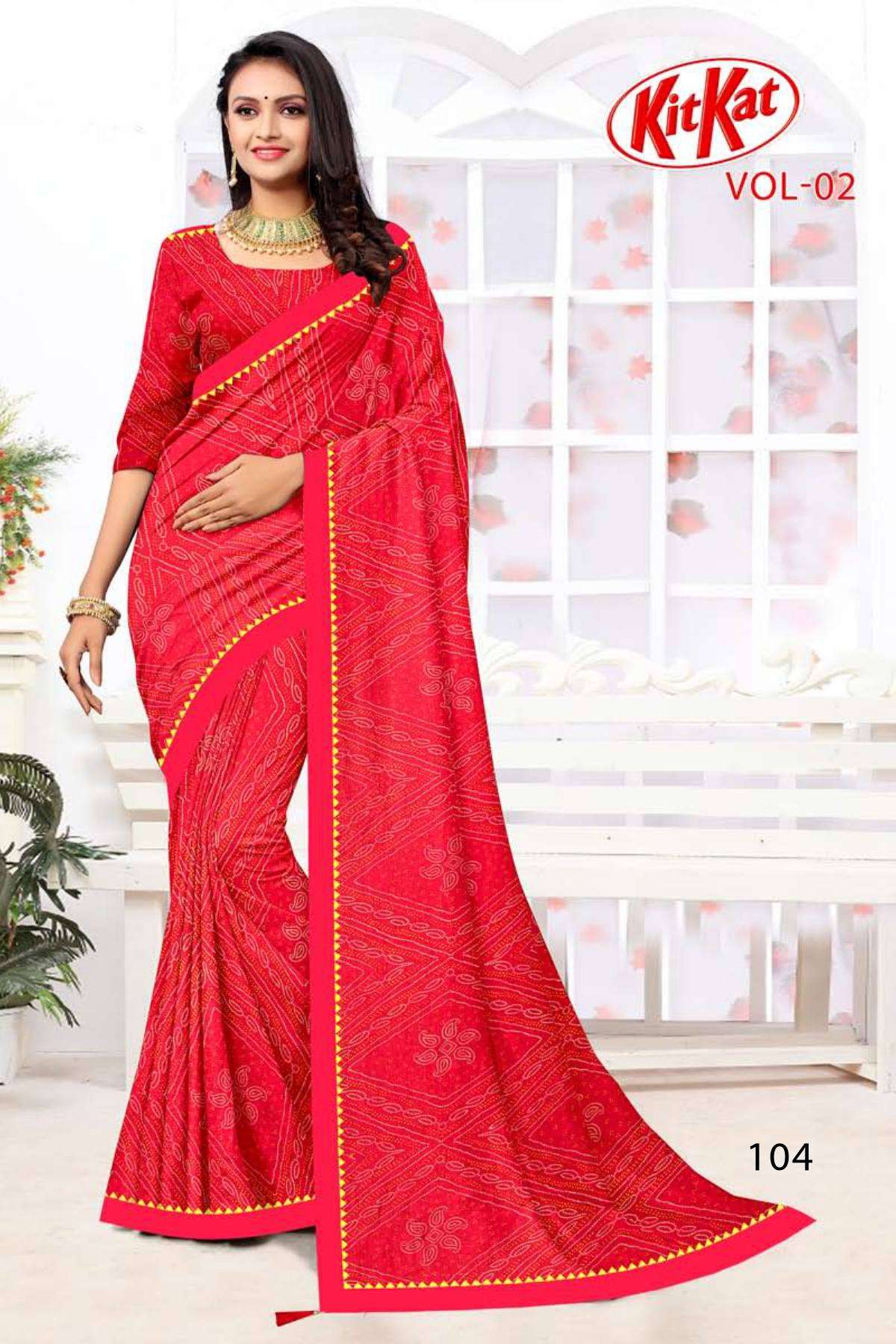 KIT KAT VOL-2 BY TEXOFAB IN RANIAL GEORGETTE ALL OVER PRINTED SAREE WITH BORDER 