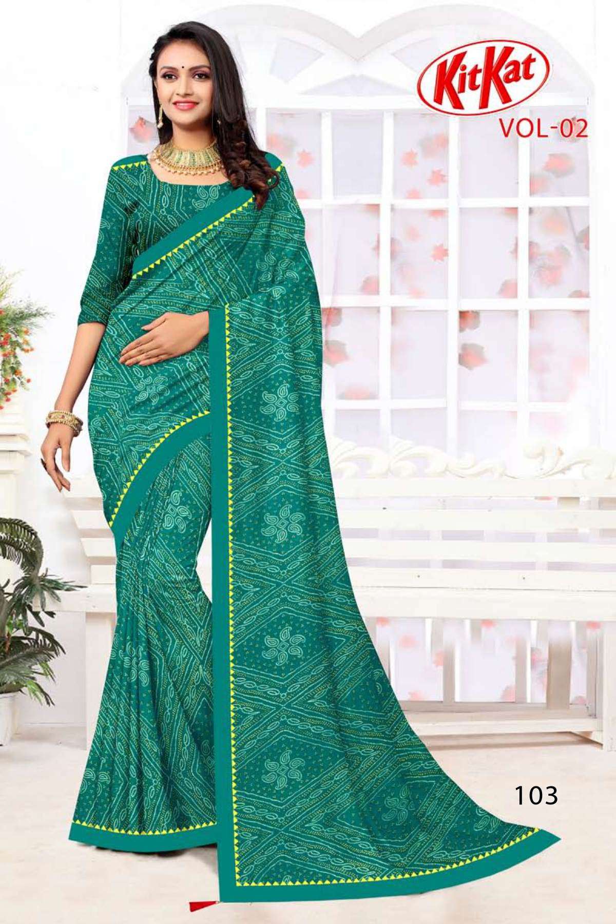 KIT KAT VOL-2 BY TEXOFAB IN RANIAL GEORGETTE ALL OVER PRINTED SAREE WITH BORDER 