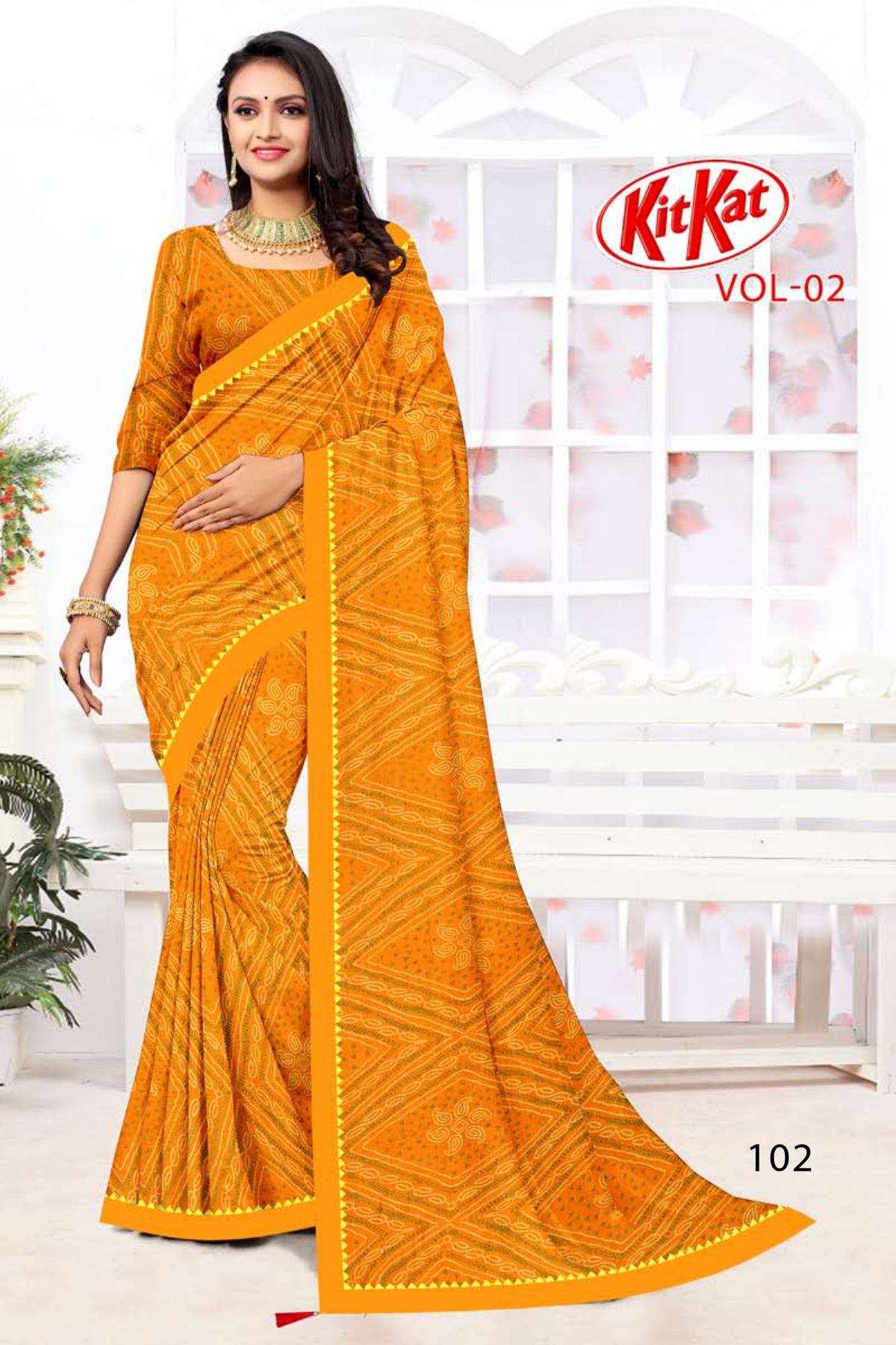 KIT KAT VOL-2 BY TEXOFAB IN RANIAL GEORGETTE ALL OVER PRINTED SAREE WITH BORDER 