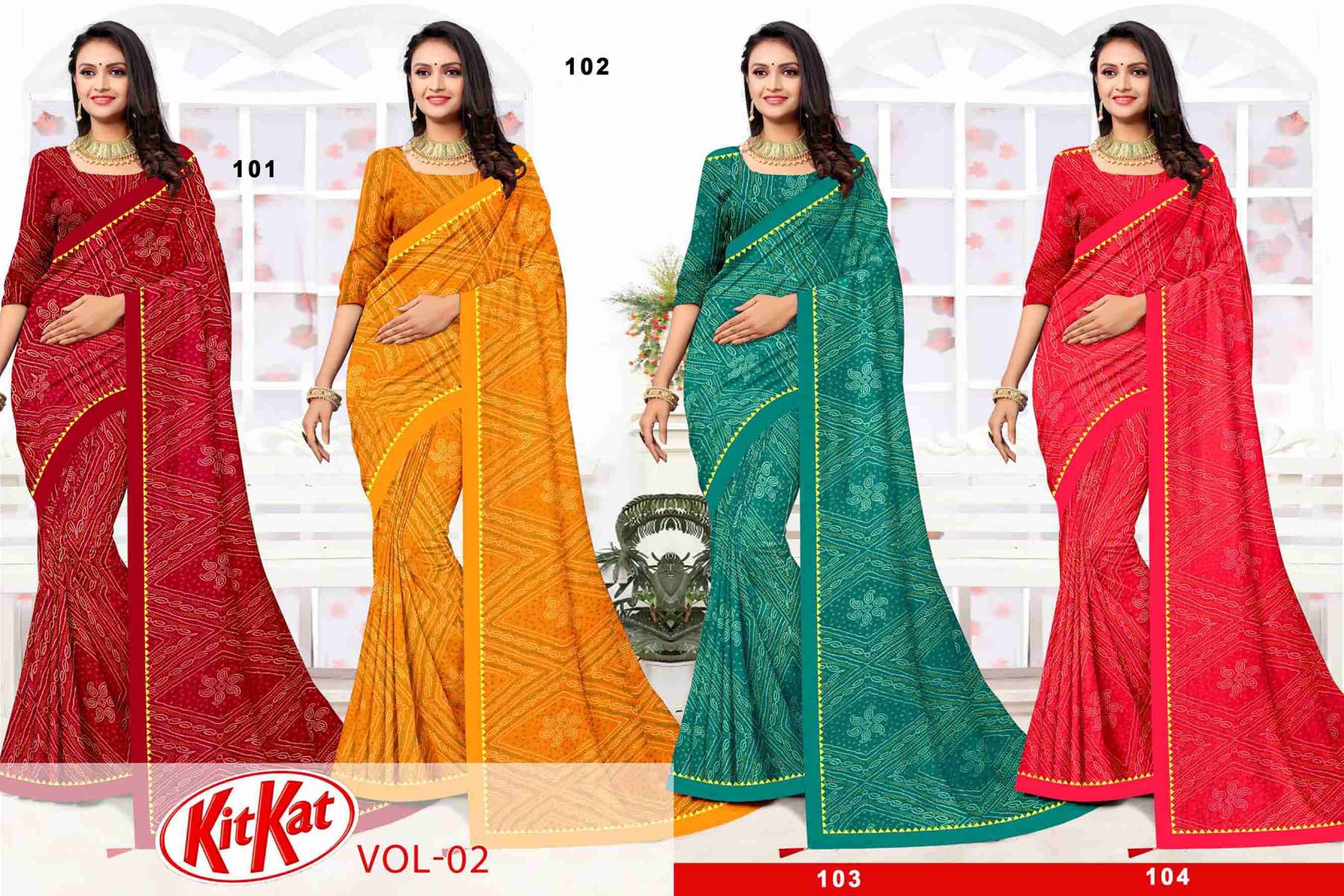 KIT KAT VOL-2 BY TEXOFAB IN RANIAL GEORGETTE ALL OVER PRINTED SAREE WITH BORDER 