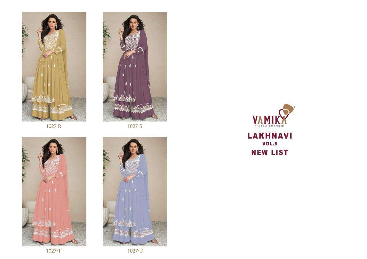 LAKHNAVI VOL:-5 NEW LIST BY VAMIKA IN HEAVY RAYON TOP PLAZZO & NAZMIN DUPPATTA 