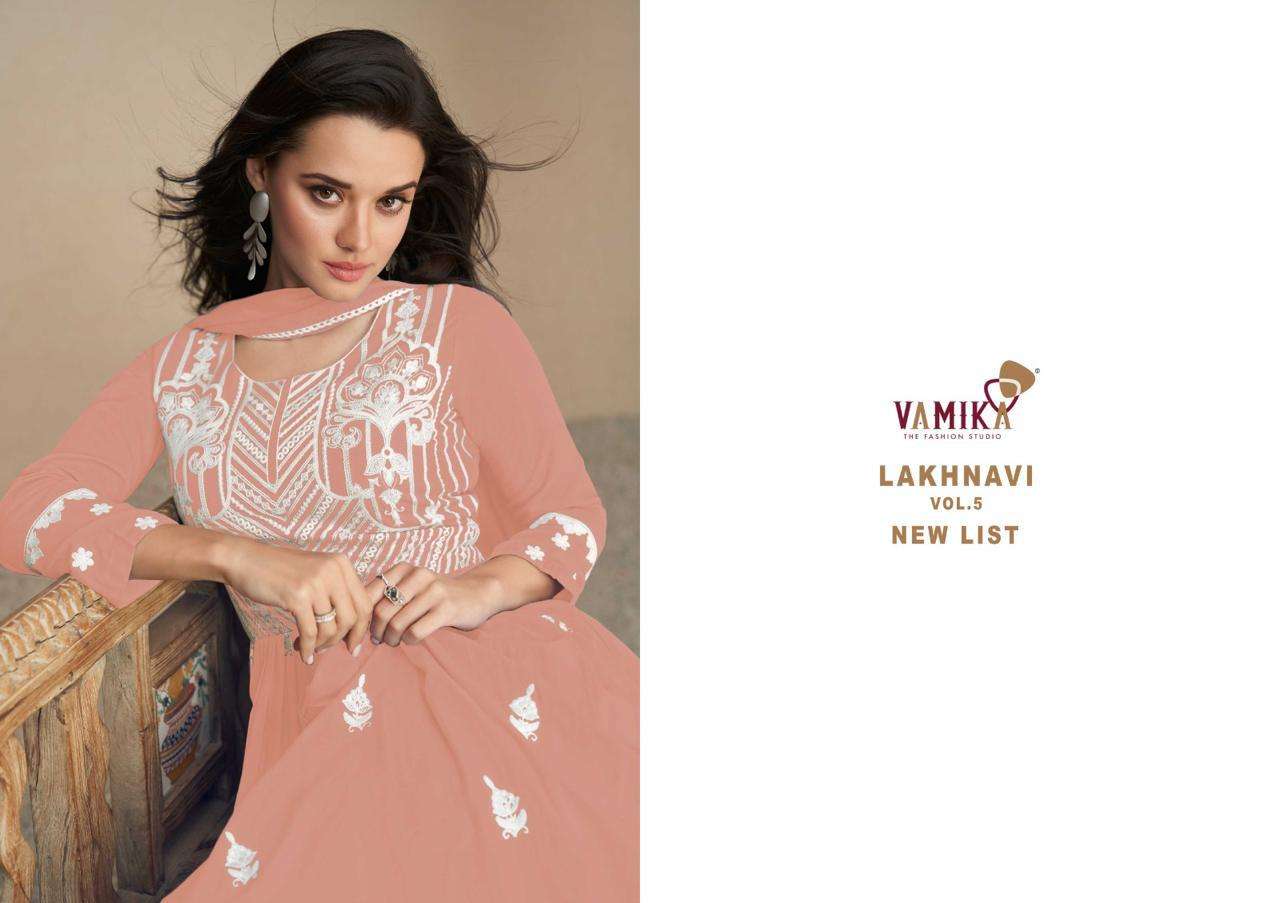 LAKHNAVI VOL:-5 NEW LIST BY VAMIKA IN HEAVY RAYON TOP PLAZZO & NAZMIN DUPPATTA 