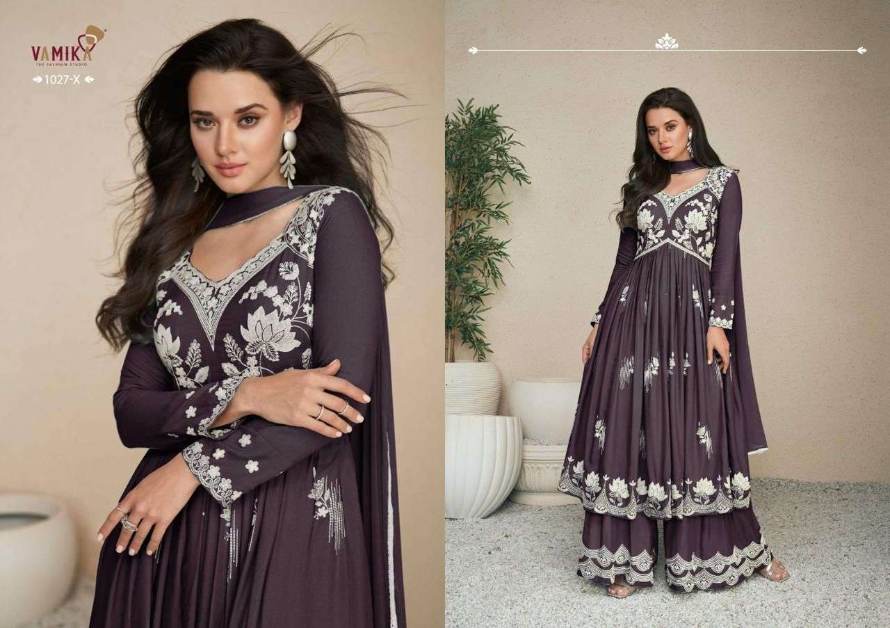 LAKHNAVI VOL:-5 NEW SILVER BY VAMIKA IN HEAVY RAYON TOP PLAZZO & NAZMIN DUPPATTA 