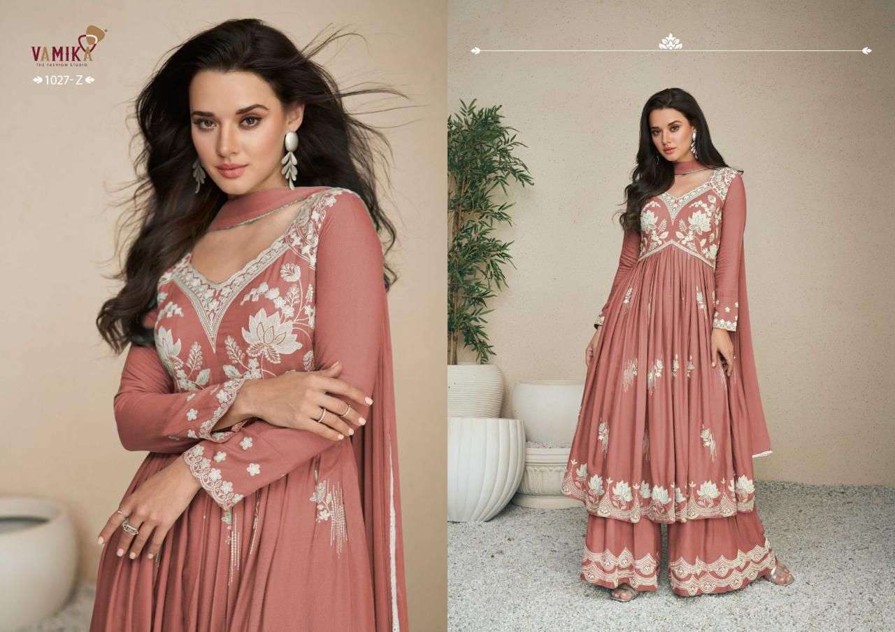 LAKHNAVI VOL:-5 NEW SILVER BY VAMIKA IN HEAVY RAYON TOP PLAZZO & NAZMIN DUPPATTA 