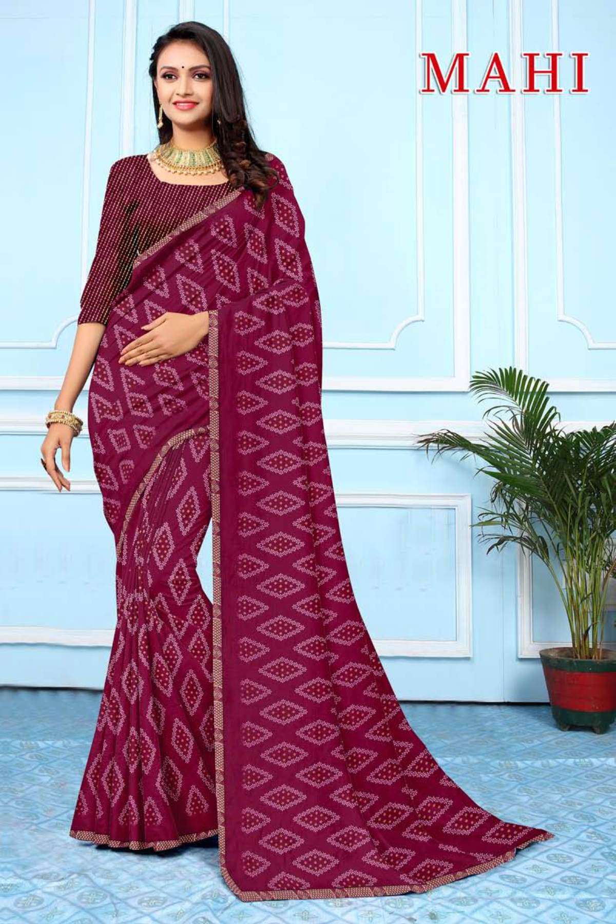 MAHI BY TEXOFAB IN RANIAL GEORGETTE ALL OVER PRINTED SAREE WITH BORDER 