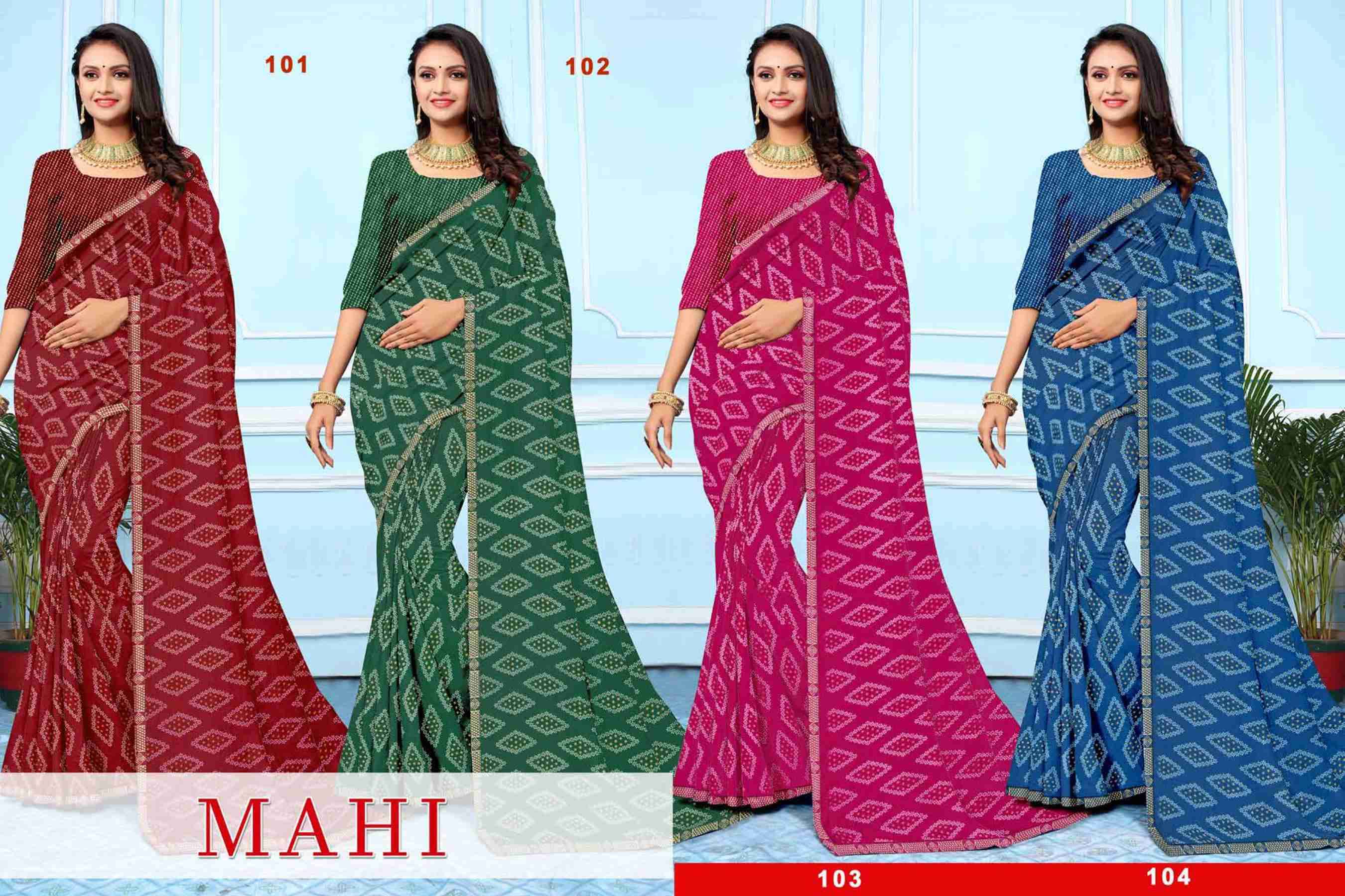 MAHI BY TEXOFAB IN RANIAL GEORGETTE ALL OVER PRINTED SAREE WITH BORDER 