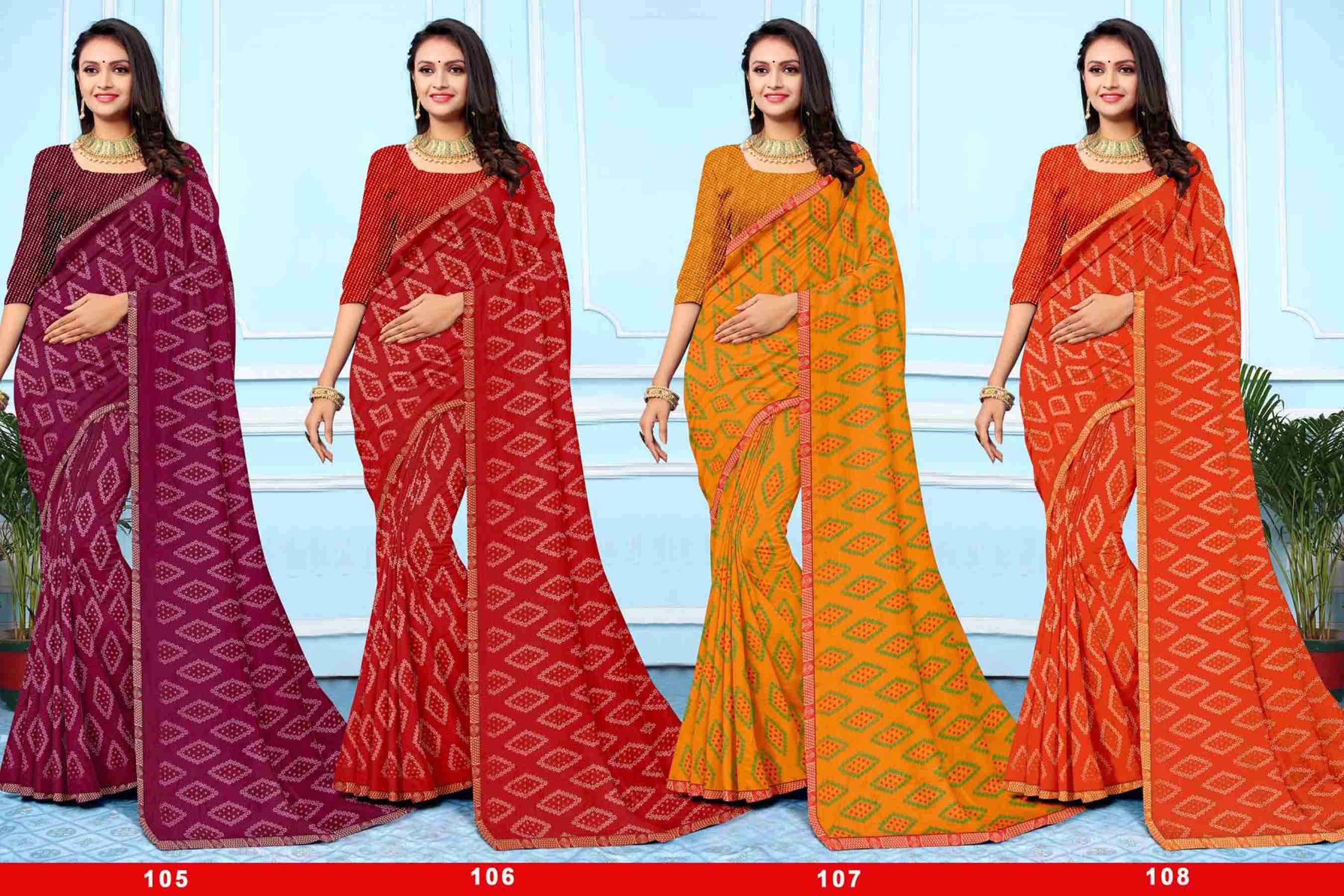 MAHI BY TEXOFAB IN RANIAL GEORGETTE ALL OVER PRINTED SAREE WITH BORDER 