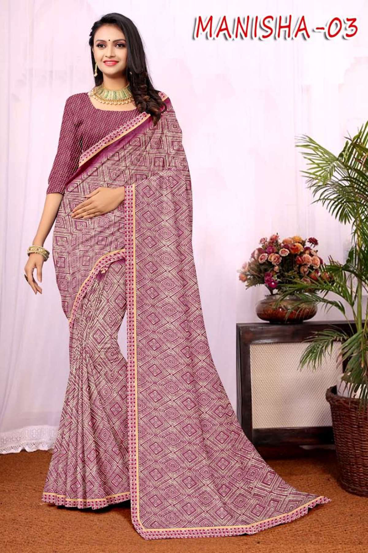 MANISHA-3 BY TEXOFAB IN RANIAL GEORGETTE ALL OVER PRINTED SAREE WITH BORDER 