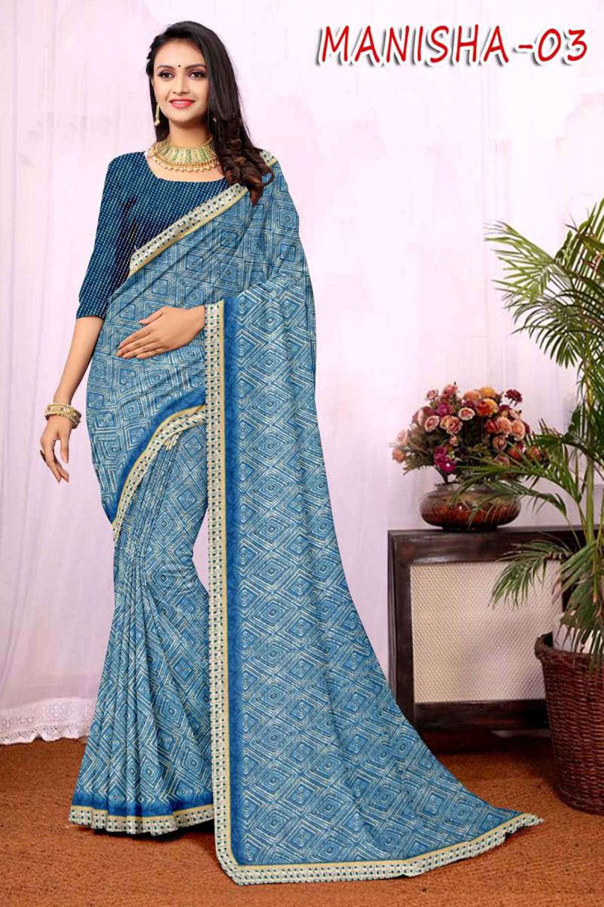 MANISHA-3 BY TEXOFAB IN RANIAL GEORGETTE ALL OVER PRINTED SAREE WITH BORDER 